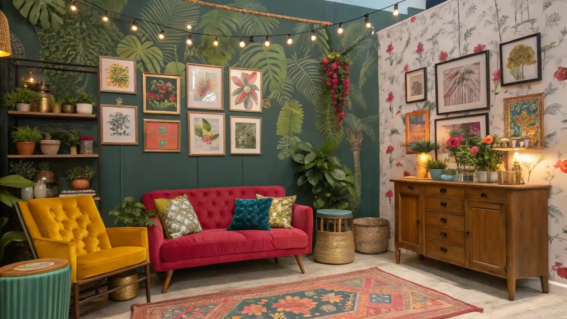 Maximalist Garden Room Cocktail Haven