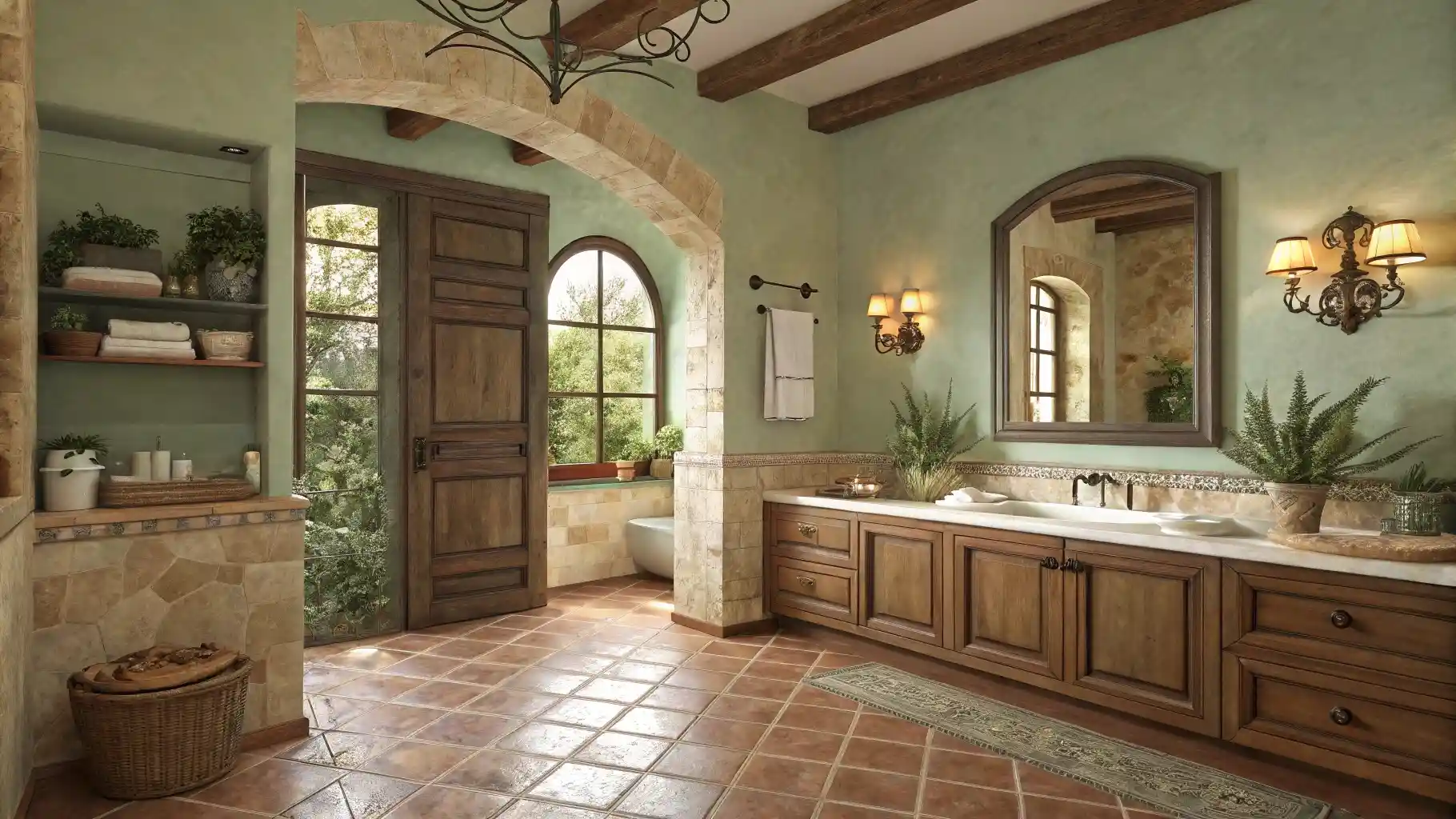 Mediterranean Sage Green and Rustic Wood Harmony