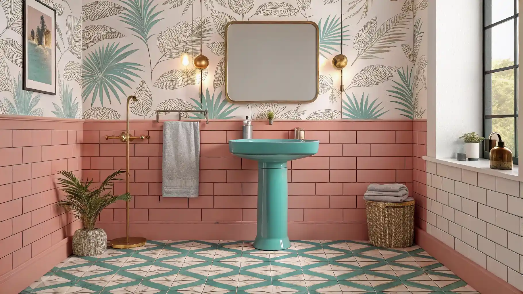 Miami Art Deco Coral and Turquoise Revival