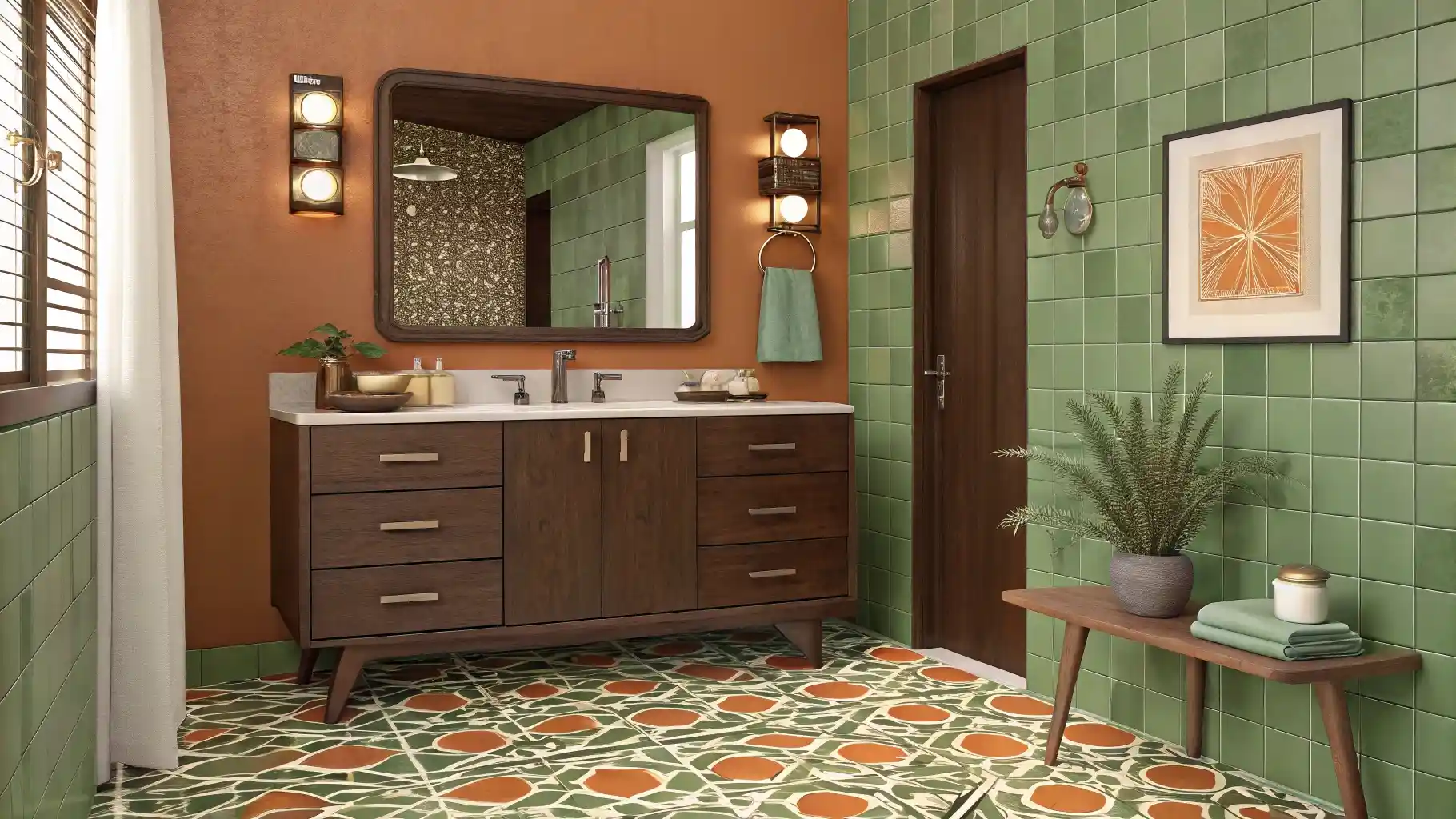 Mid-Century Terracotta and Forest Green Revival