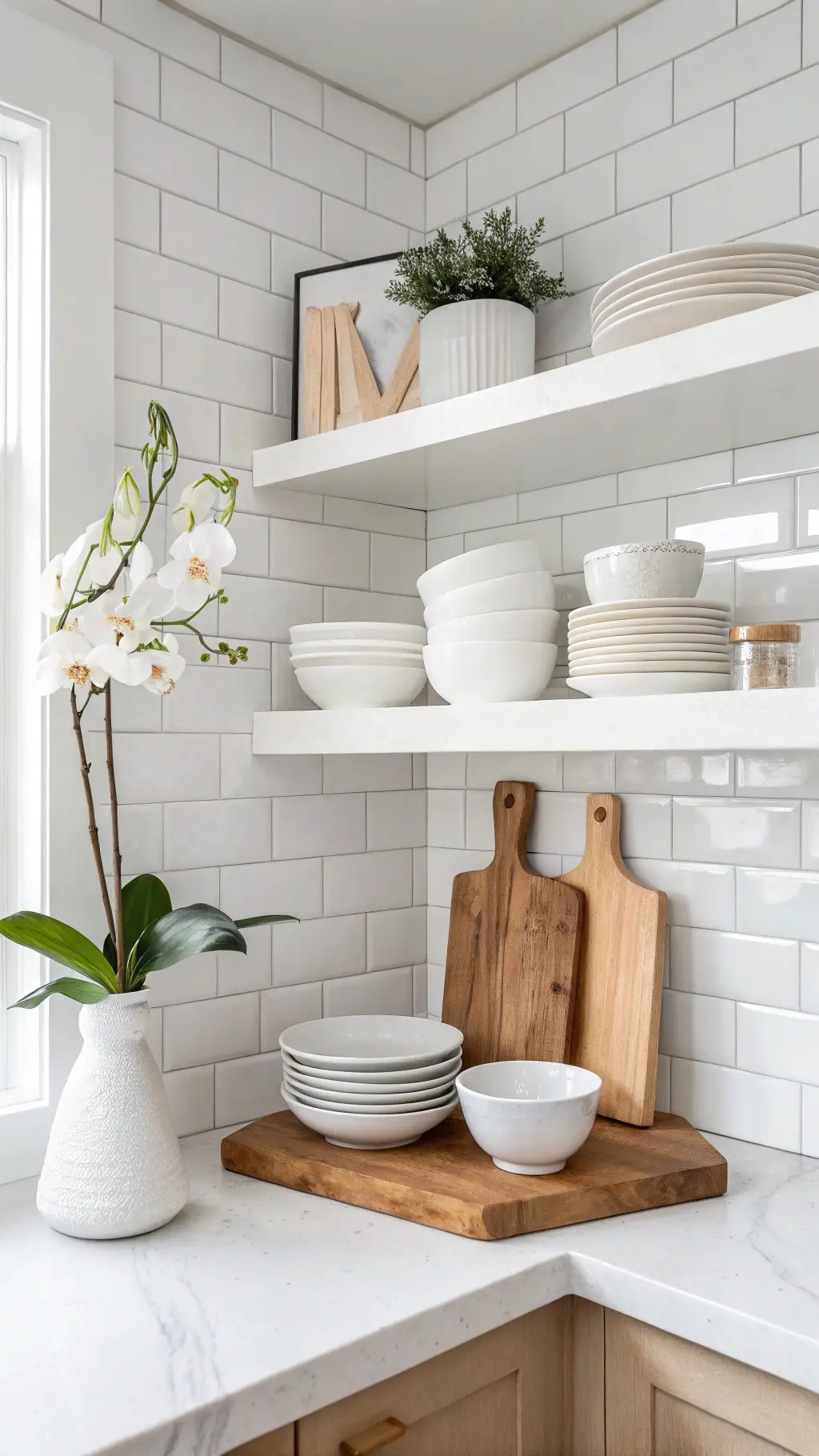 Minimalist White Corner Shelving Display