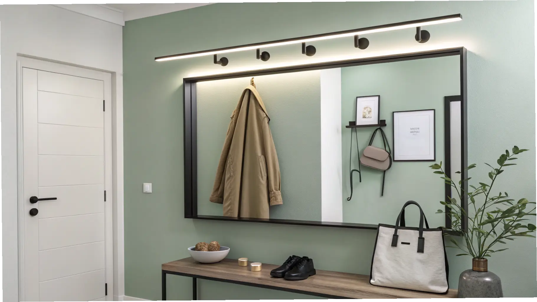 Mirrored Entryway with Integrated Lighting