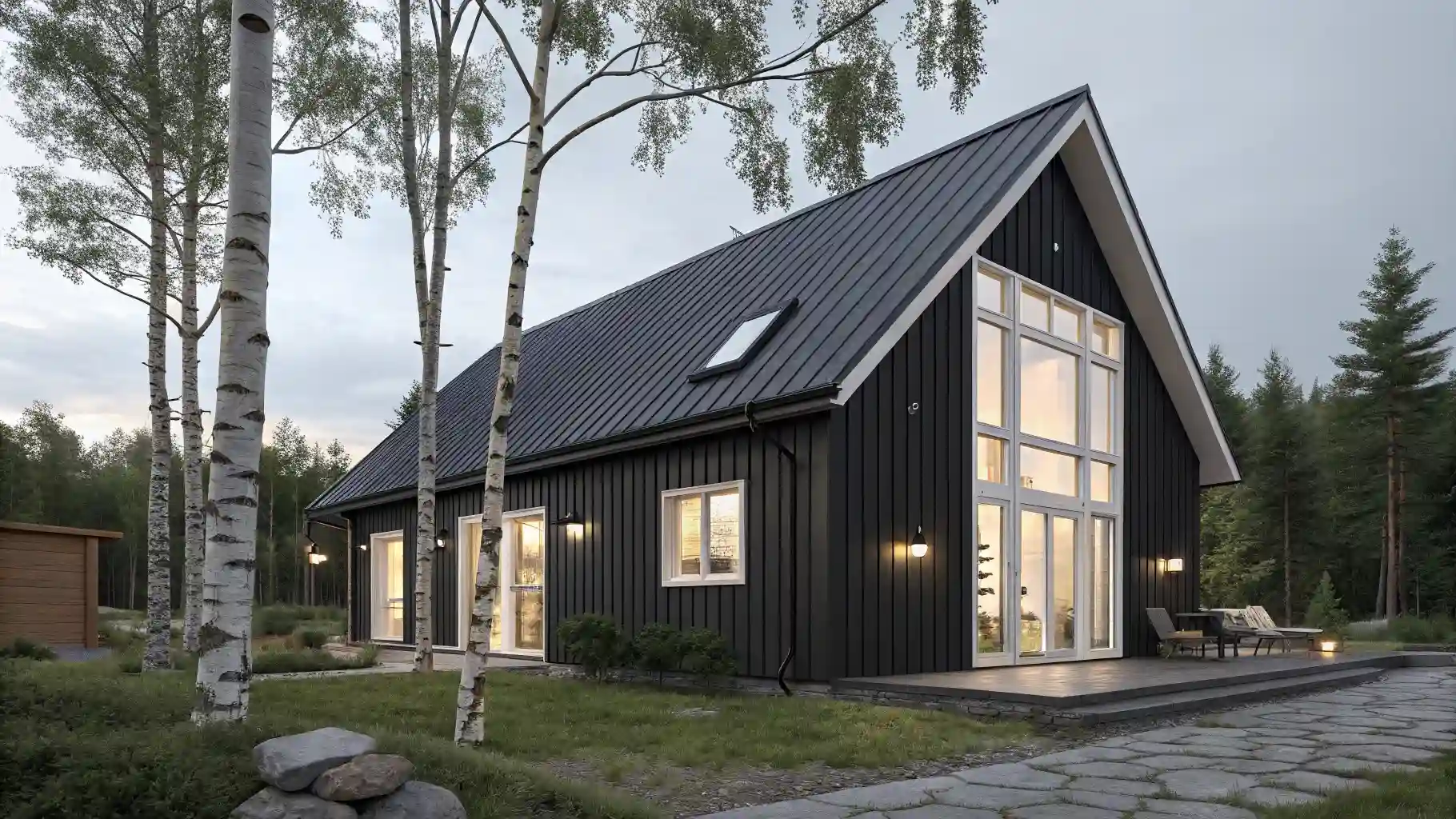 Modern Scandinavian Cabin with Bold Black Siding