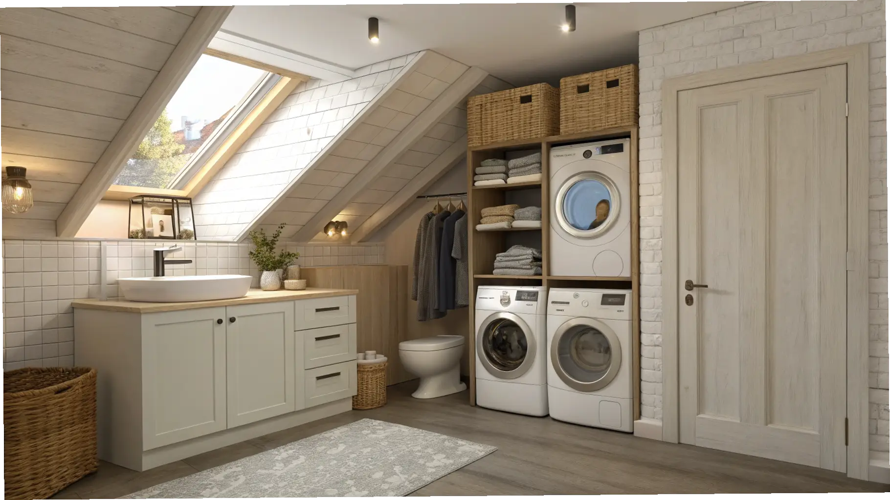 Multifunctional Laundry Bath in the Loft
