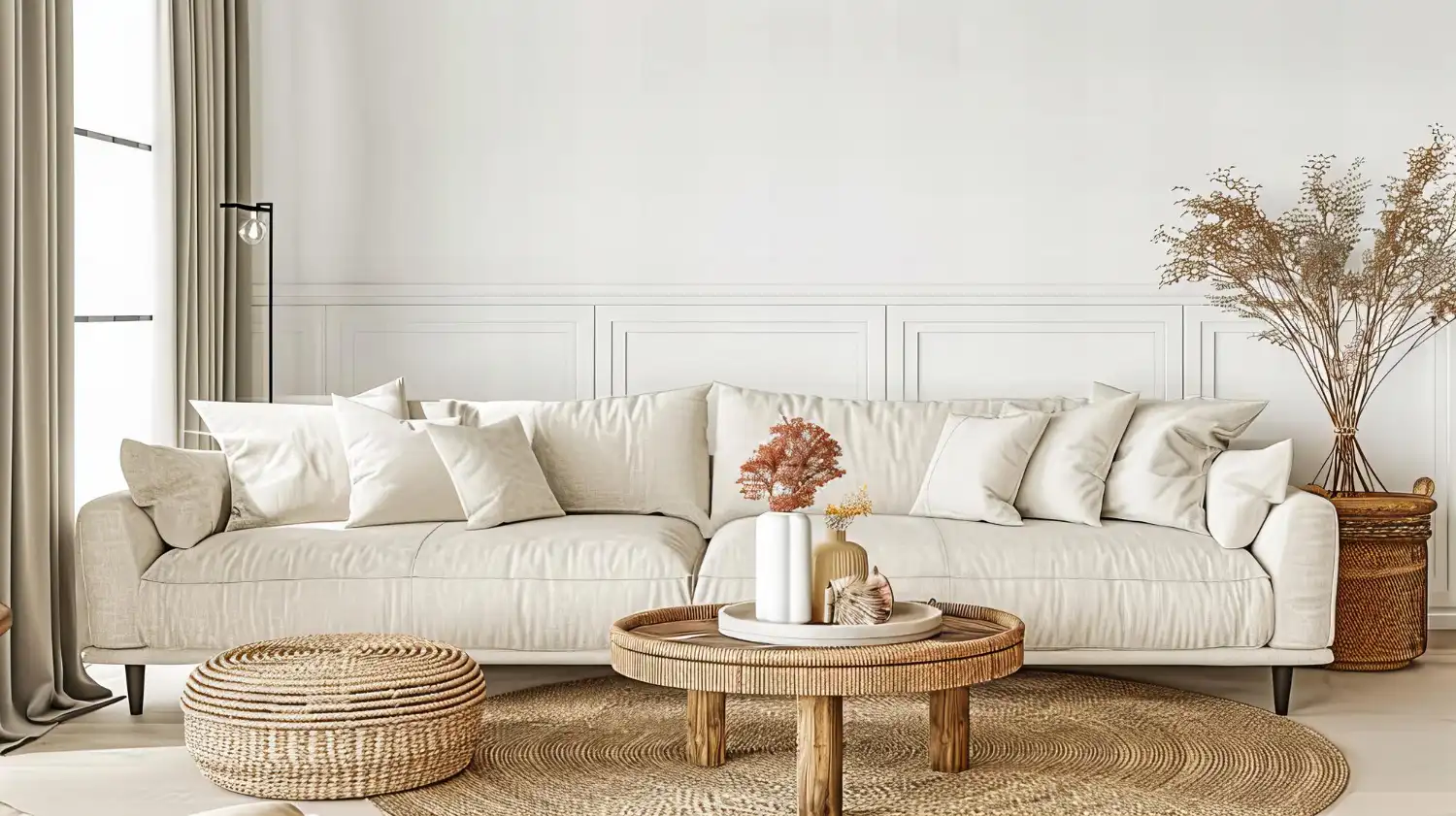 Natural Textures with a Cream Sectional