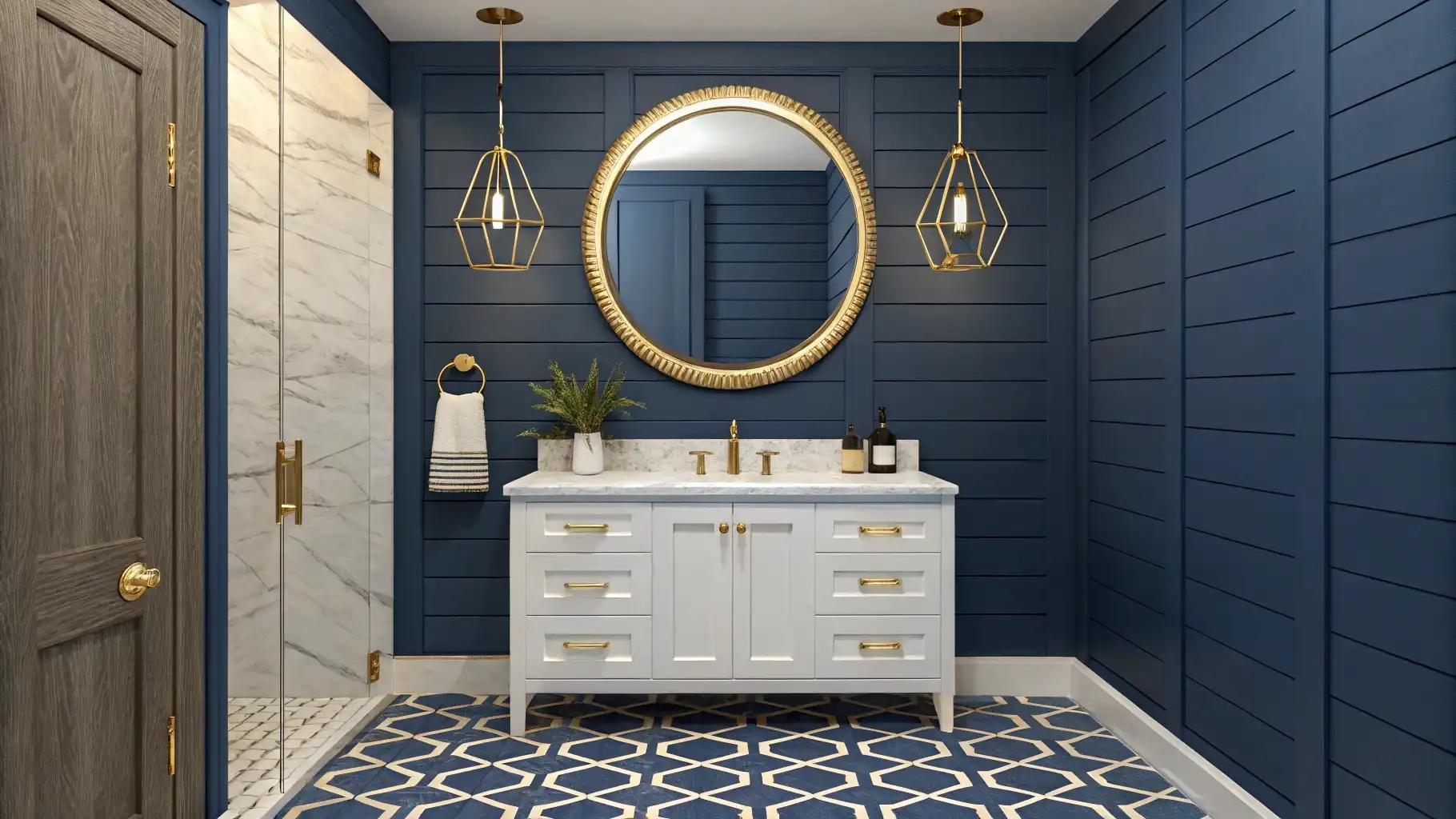 Navy Blue Elegance with Gold Accents