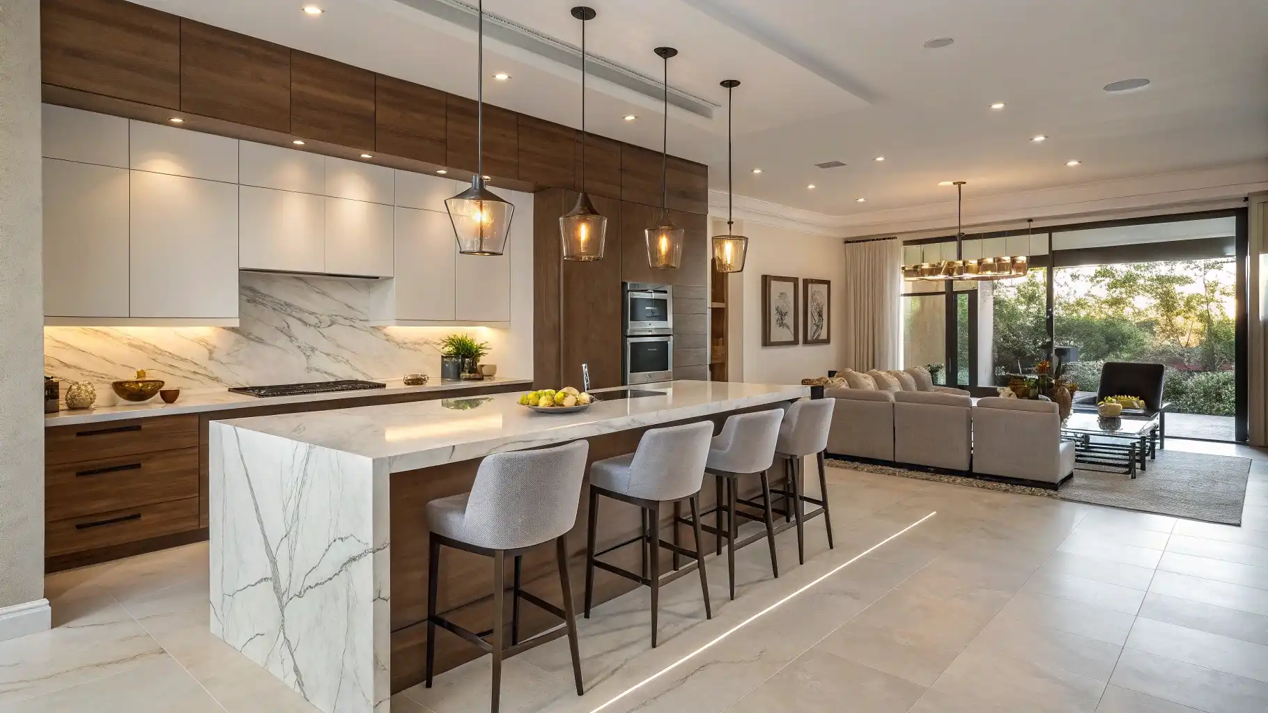 Open Concept Kitchen Island Bar Formation