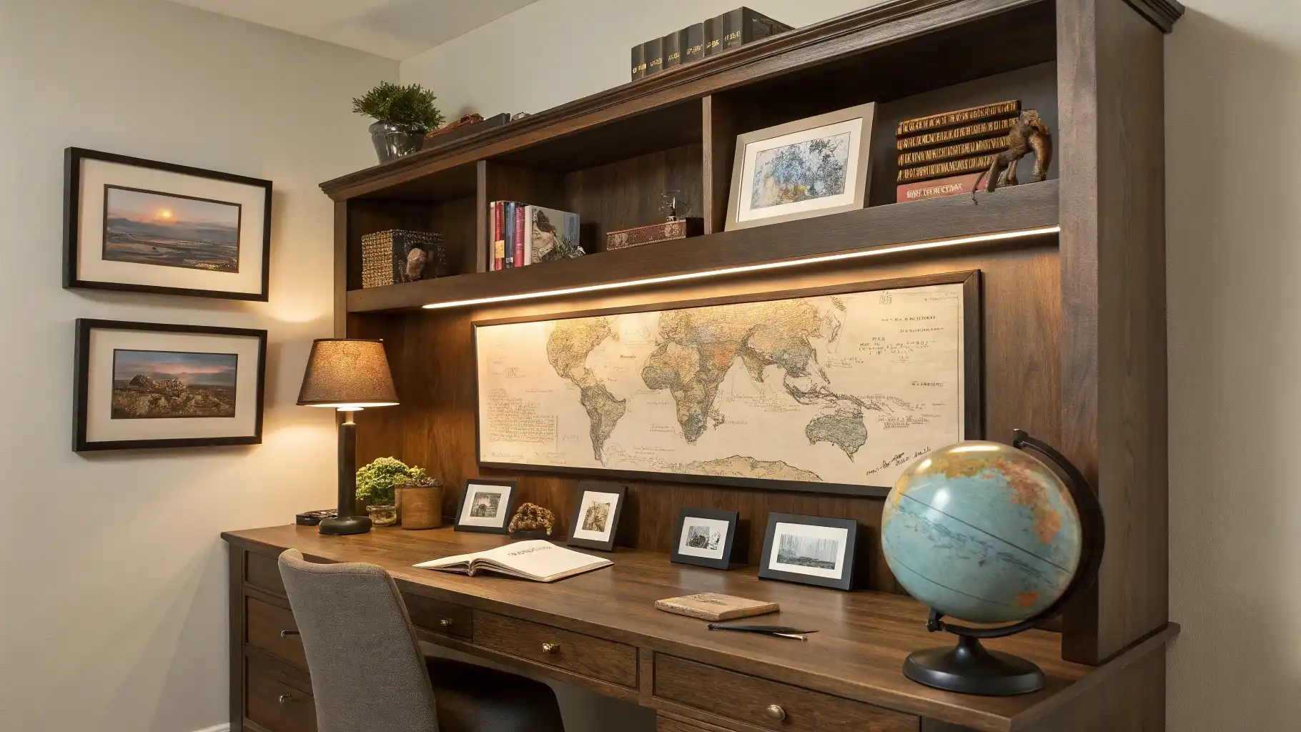 Organized Desk Hutch Display