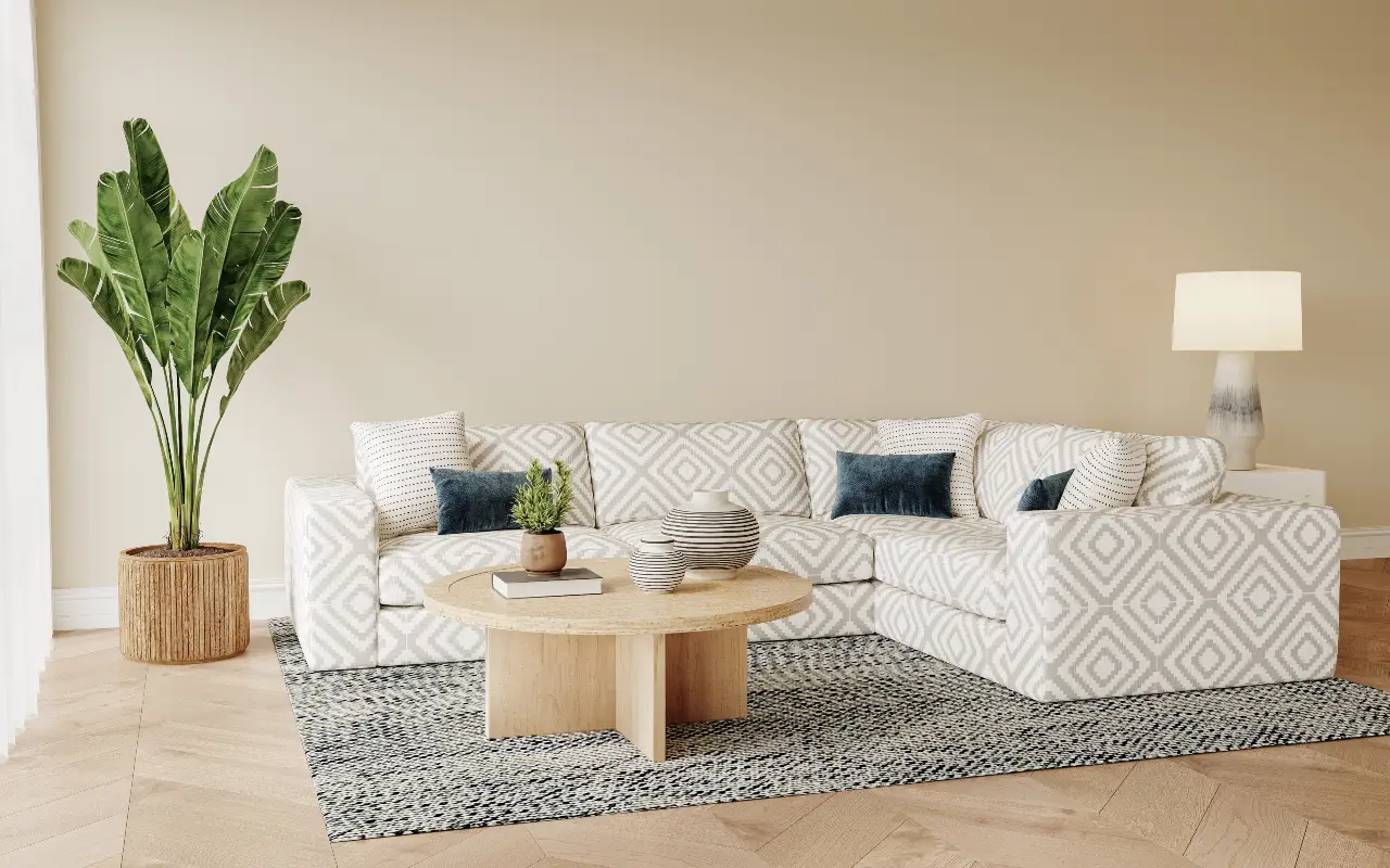 Pattern Play with a Cream Couch