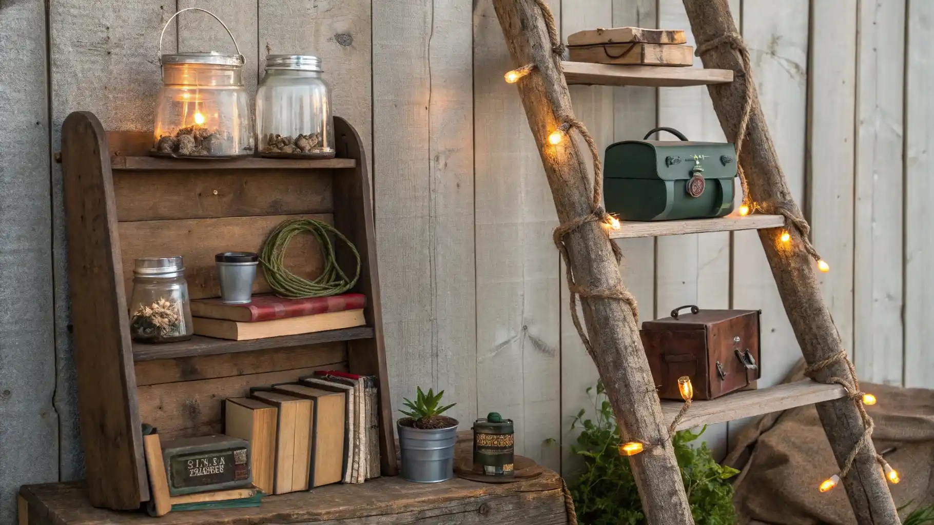 Repurposed Ladder Storage Solution