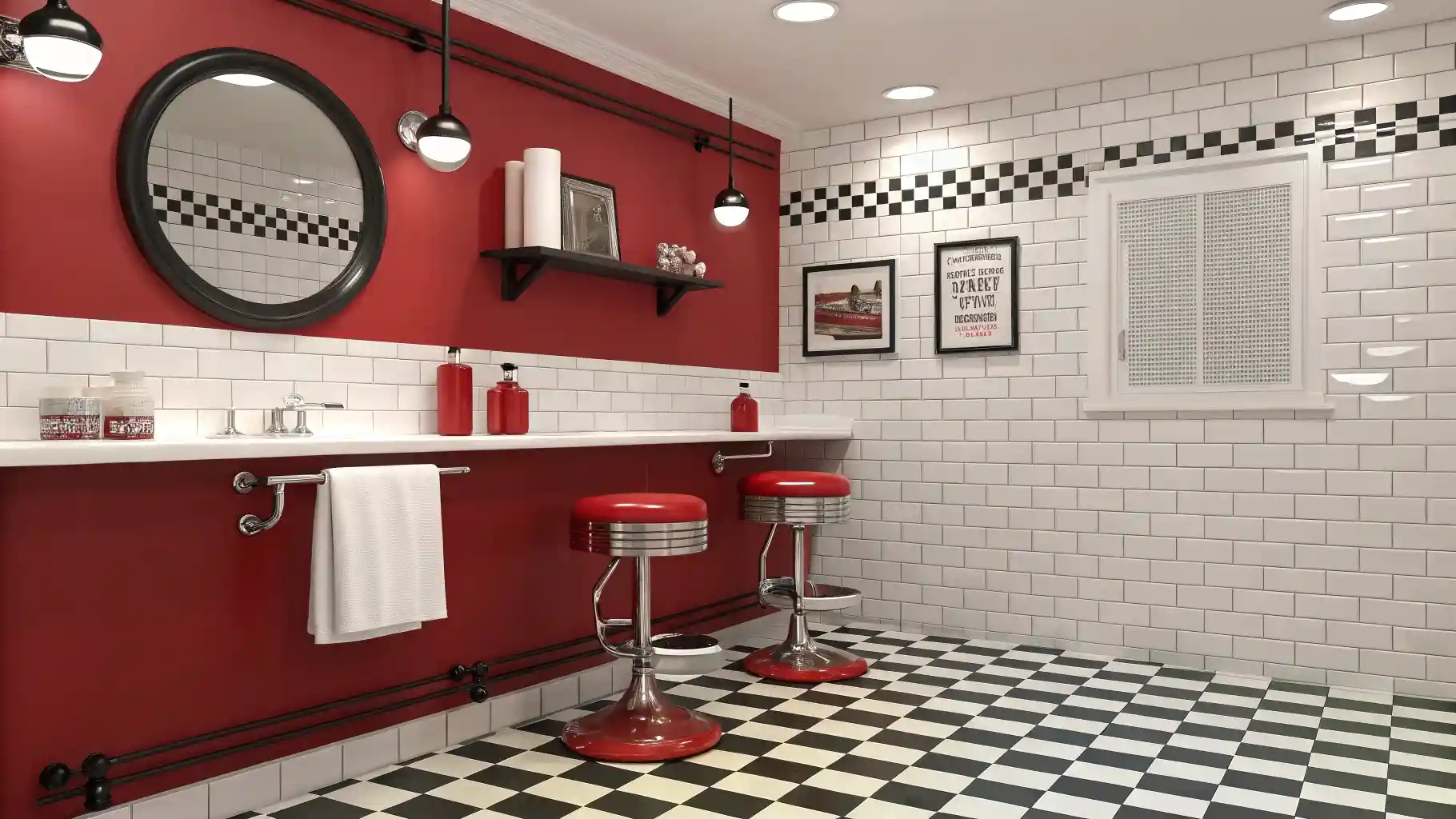 Retro Diner Red and Chrome Revival