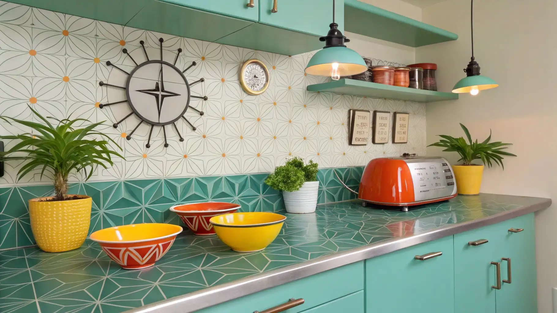 Retro Mid-Century Kitchen Counter Display