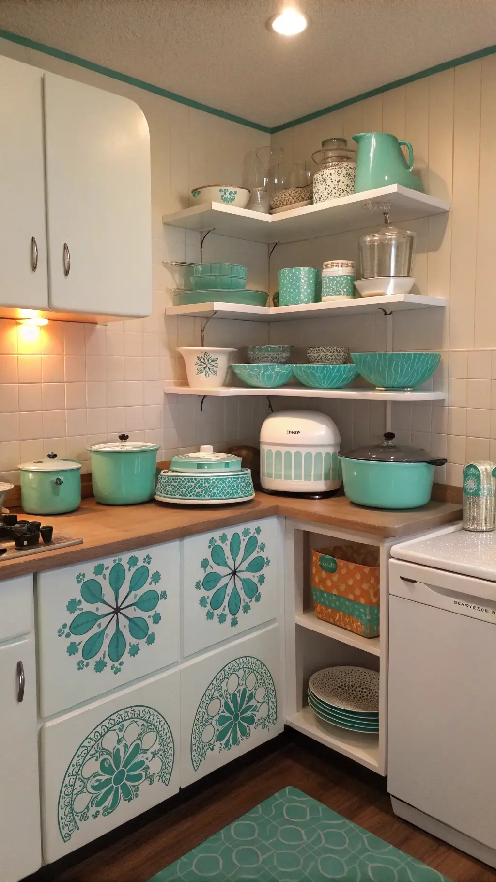Retro Turquoise Collection Corner Shelving
