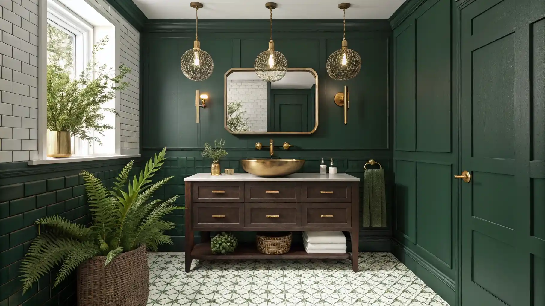 Rich Forest Green with Brass Elegance