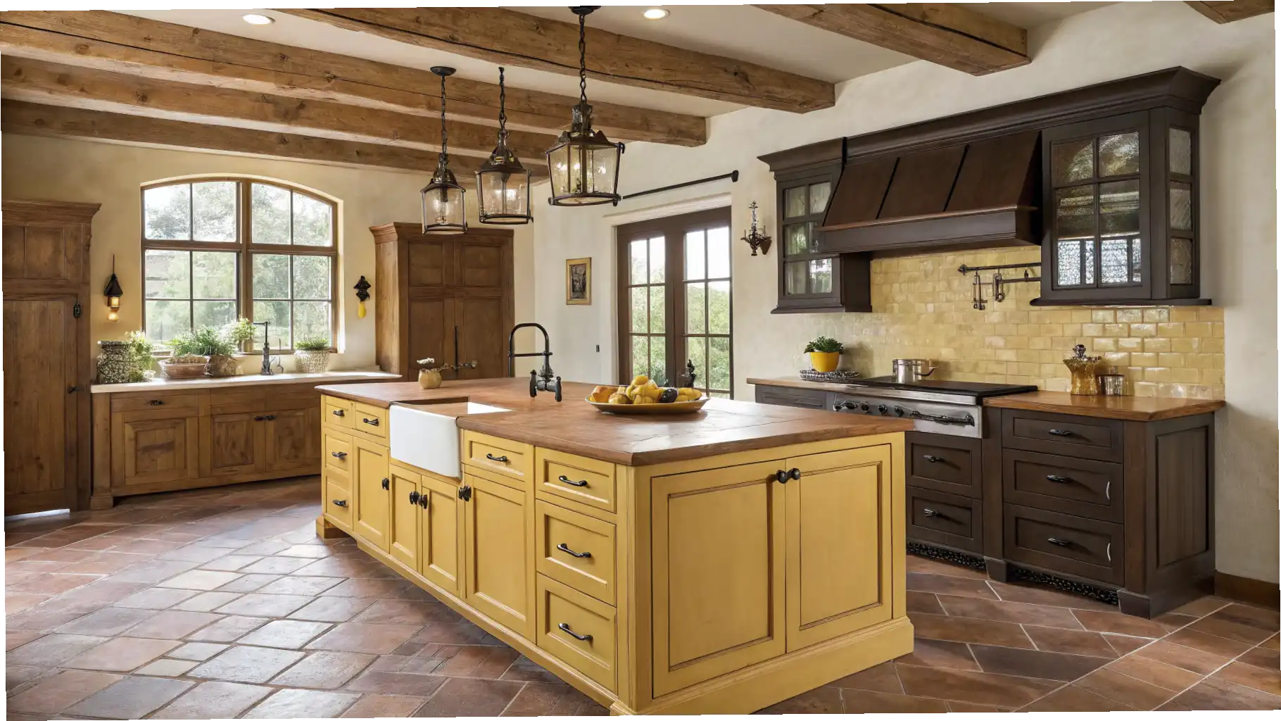 Rustic Charm: Warm Yellow Cabinets in a Traditional Kitchen