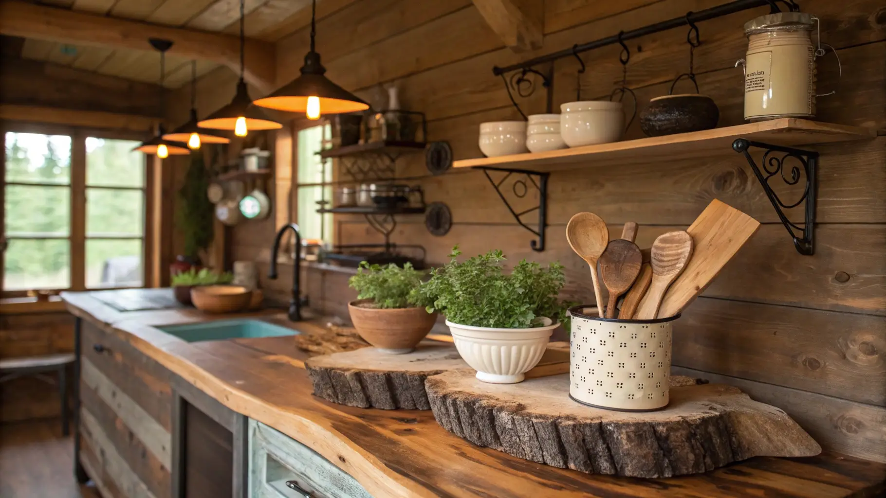 Rustic Live Edge Wood Counter Display