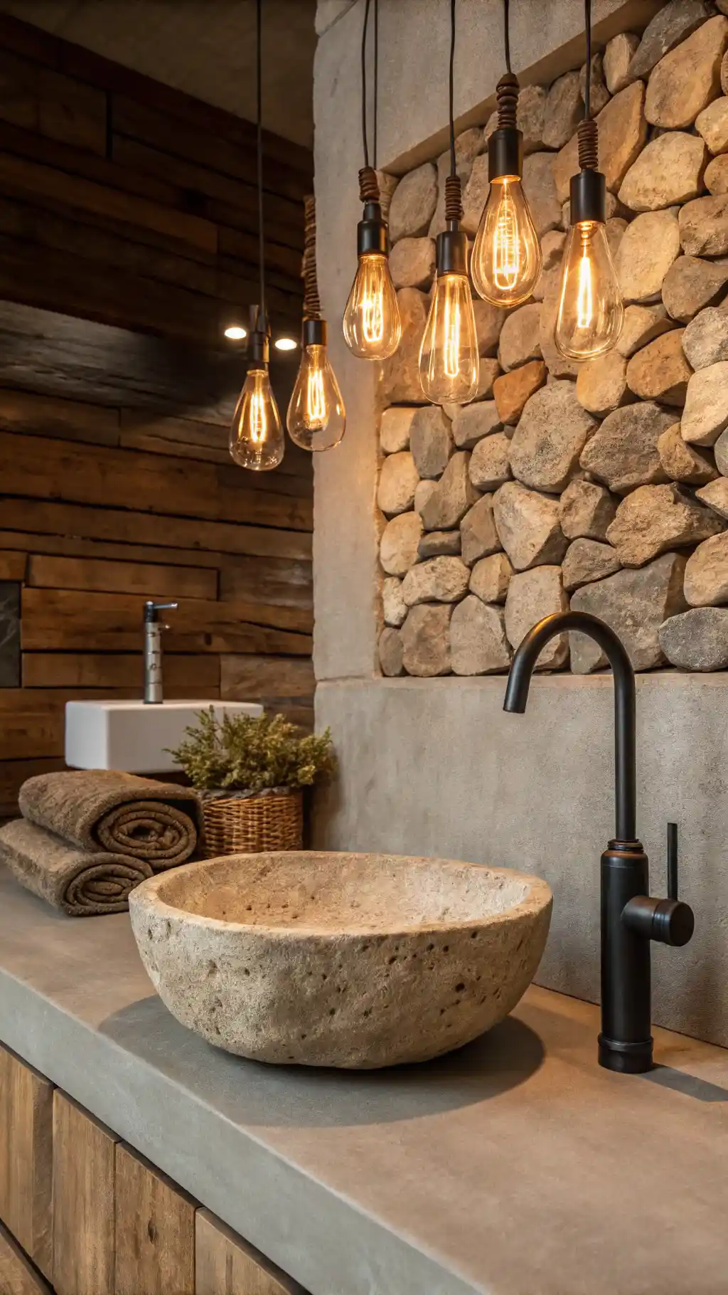 Rustic River Stone Basin