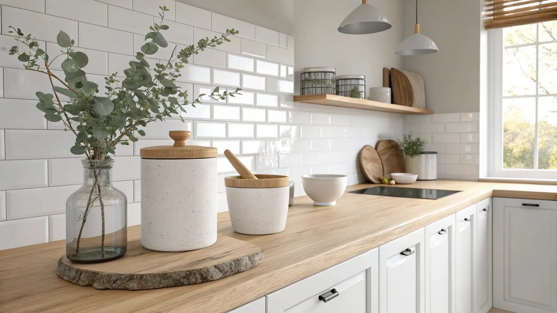 Scandinavian Natural Wood Counter Display
