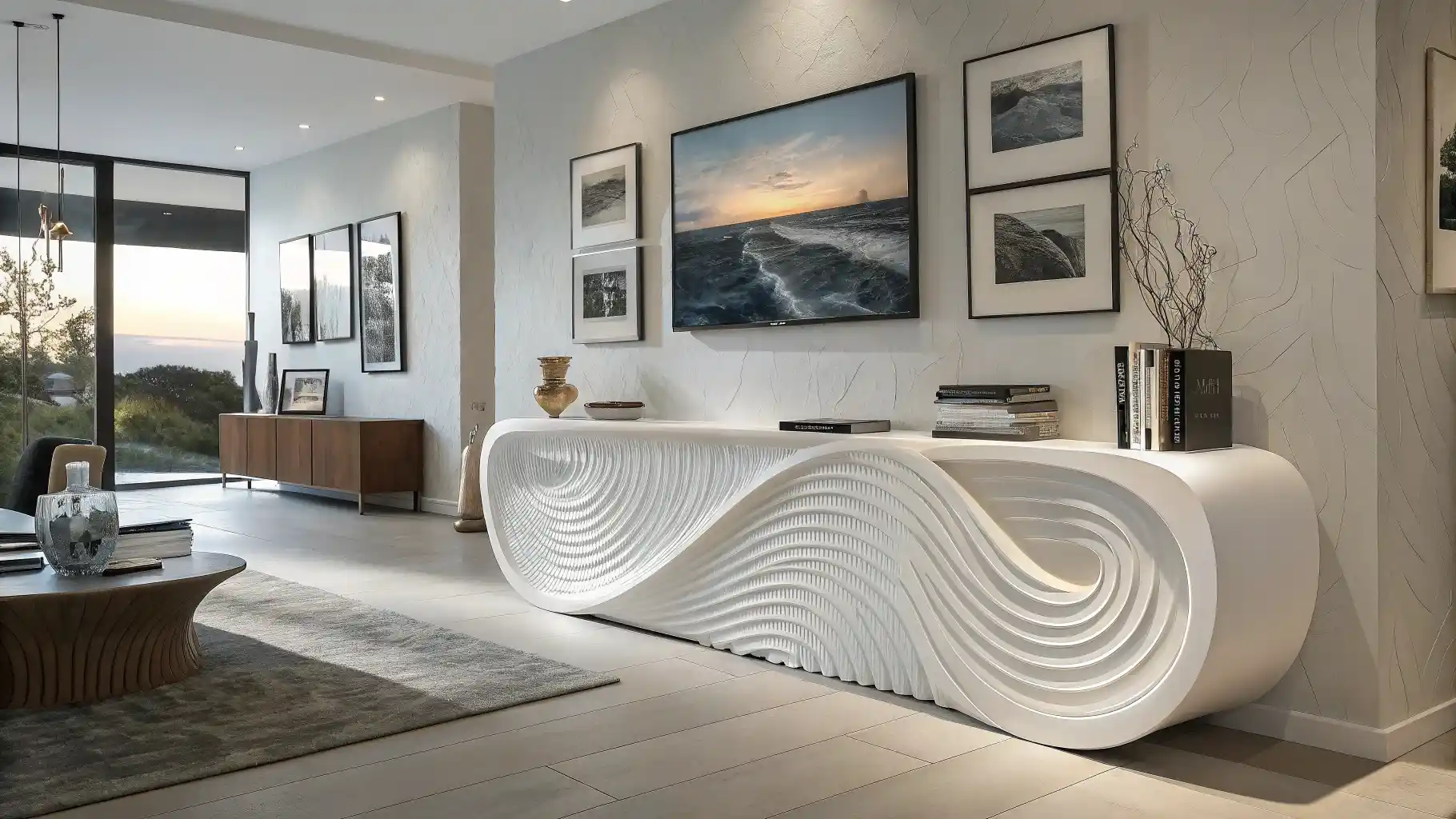 Sculptural Wave Console with Parametric Design