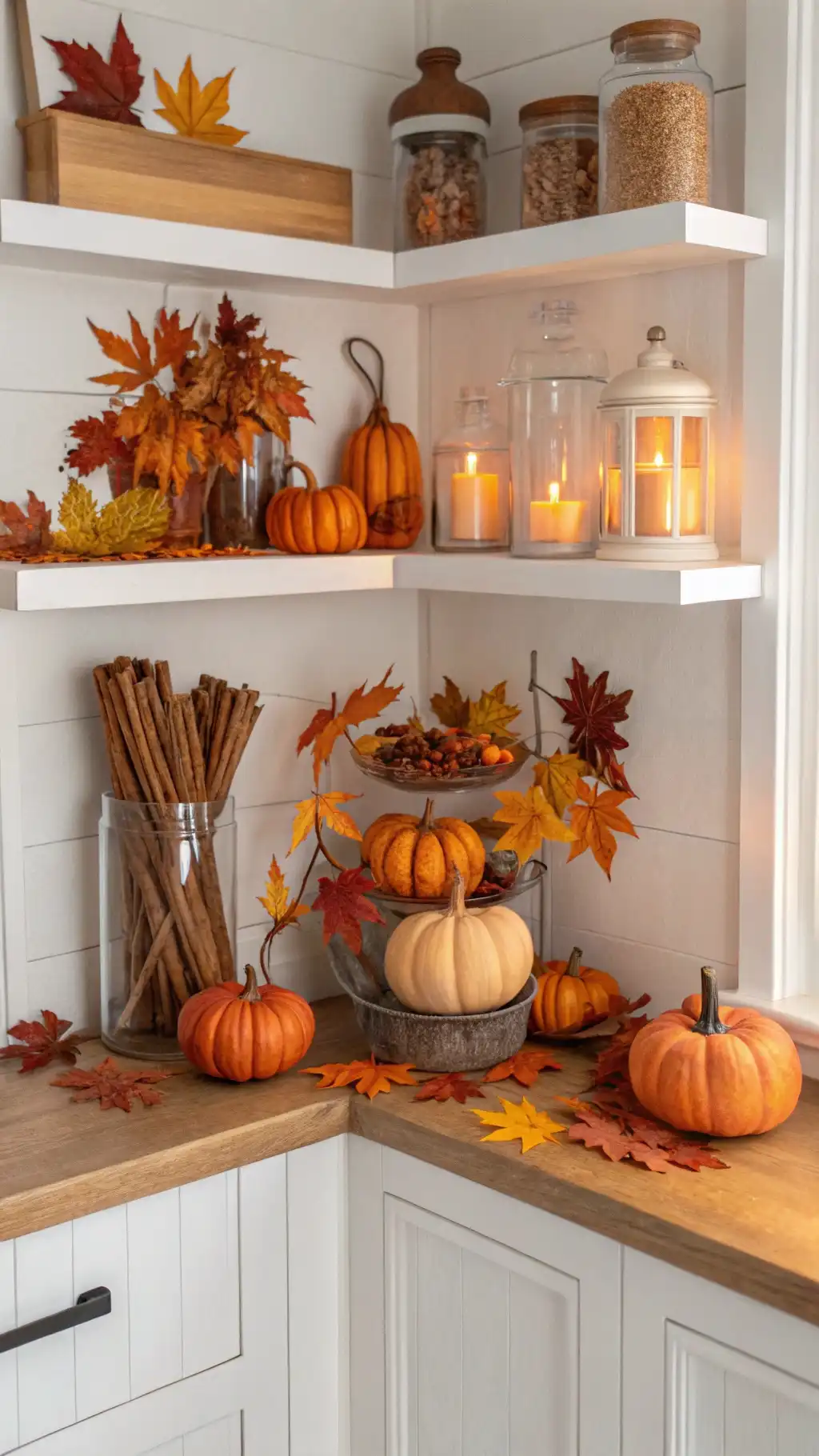 Seasonal Autumn Corner Shelf Styling