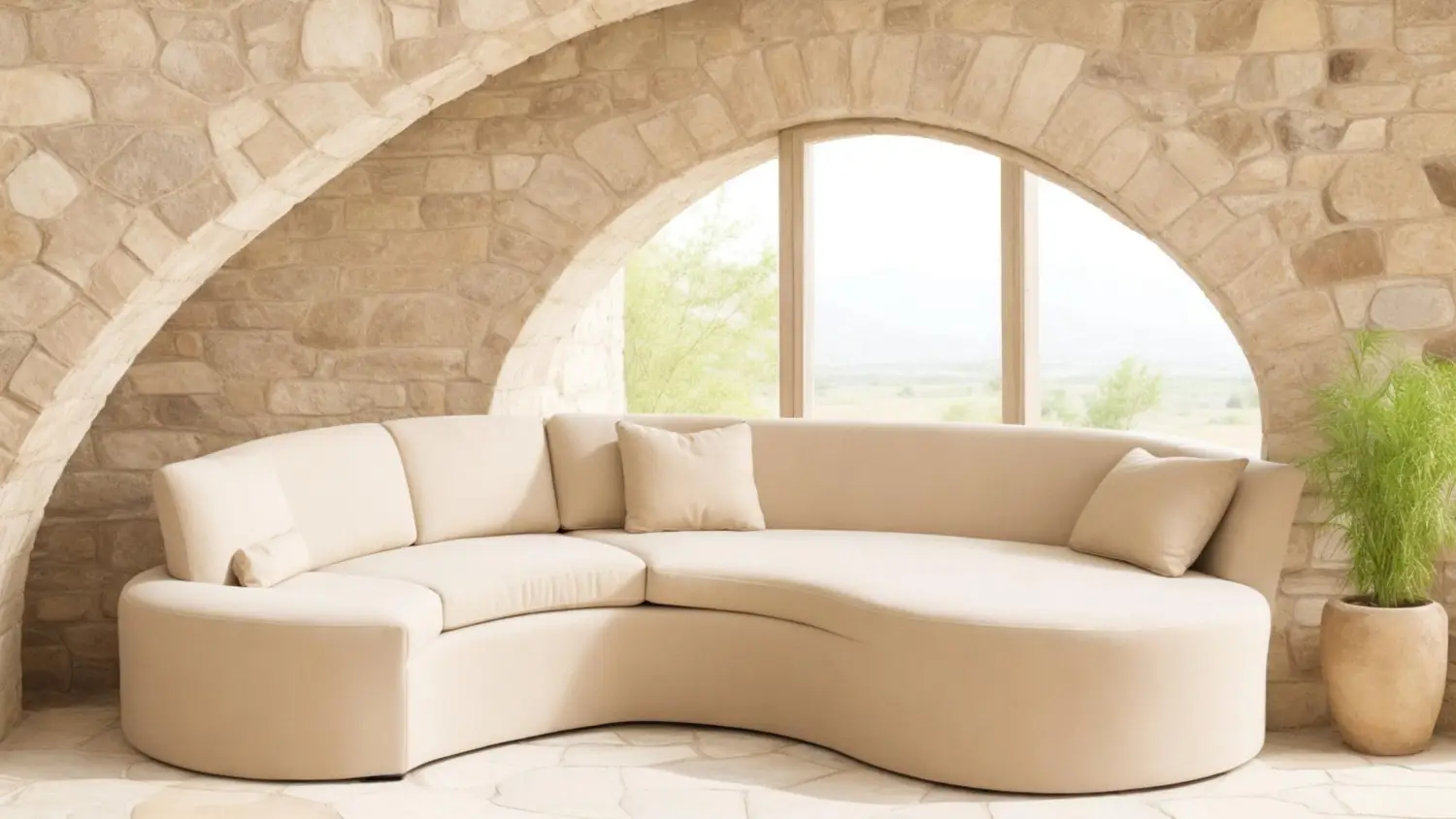 Soft Sandstone Curved Sectional