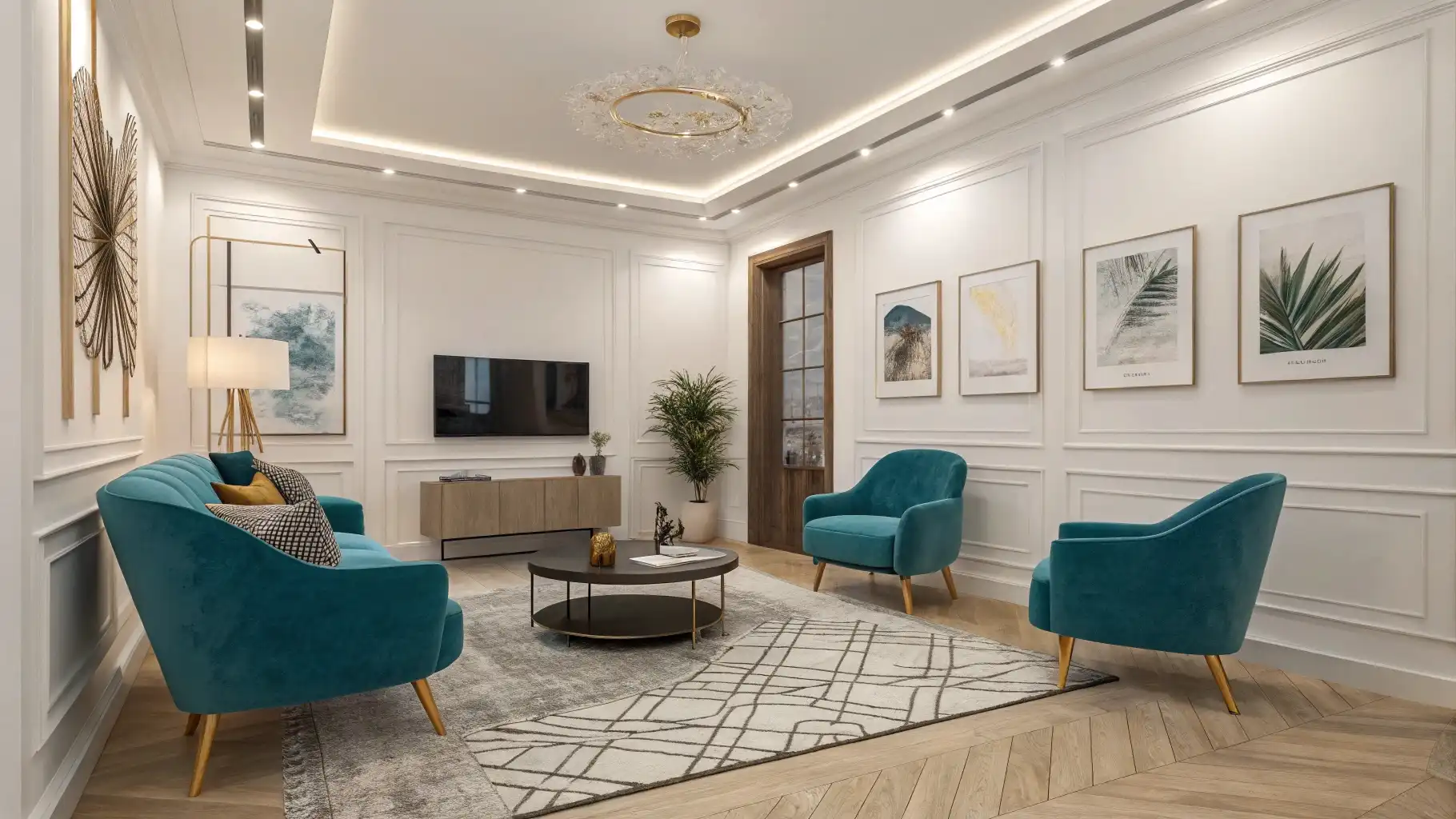 Sophisticated Teal Accent Chair Grouping