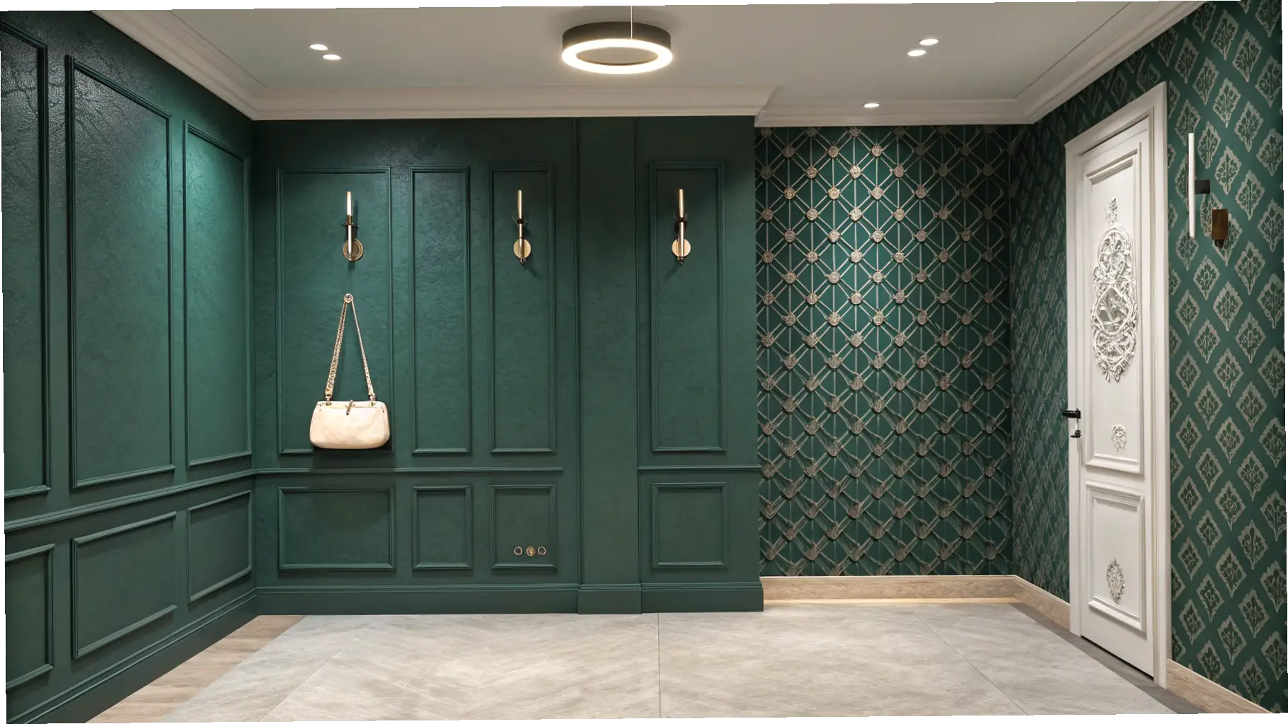 Statement Wall with Geometric Wallpaper