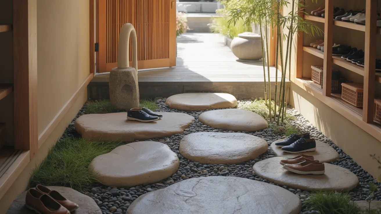 Stepping Stone Shoe Display with Indoor Rock Garden
