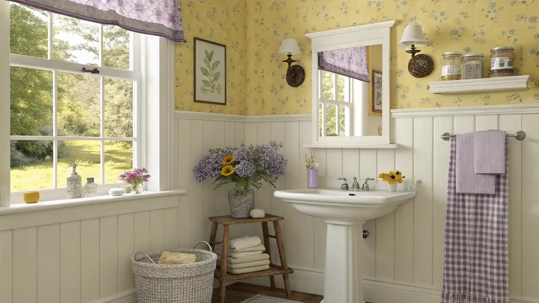 Sunny Yellow and Lavender Cottage Sweetness