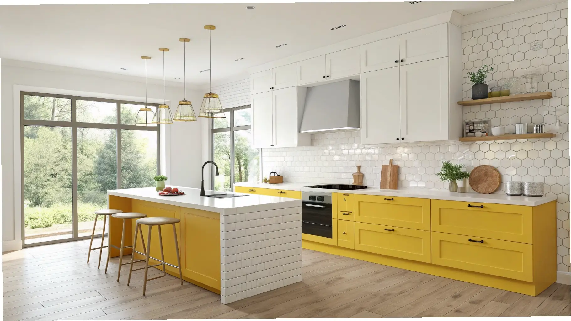 Sunshine Serenity: A Modern Yellow and White Kitchen