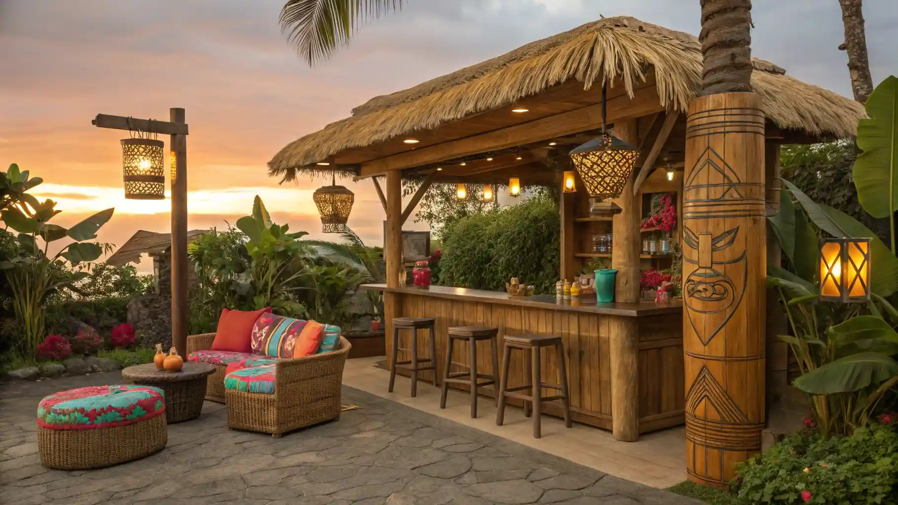 Tropical Tiki Hut Bar Oasis