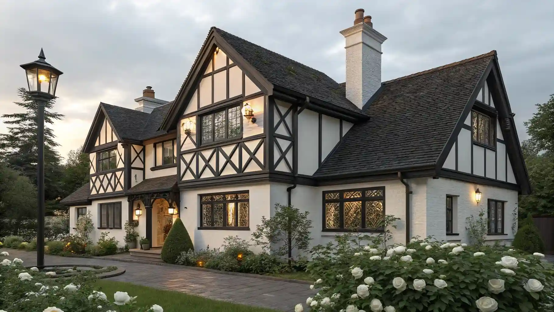 Tudor Revival Charm with Bold Timber Framing