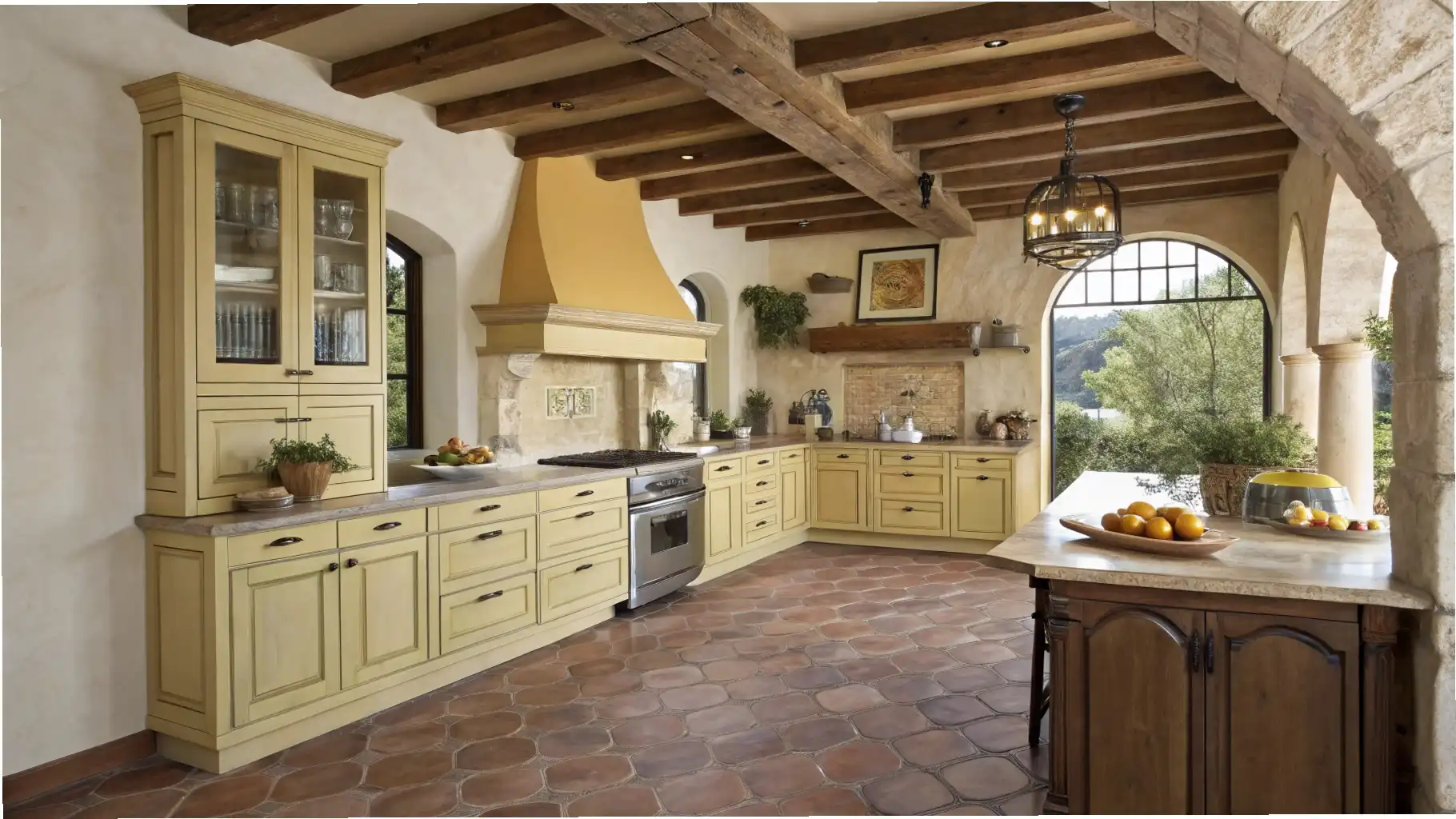 Tuscan Sun: Warm Yellow Cabinets in a Rustic Italian Kitchen