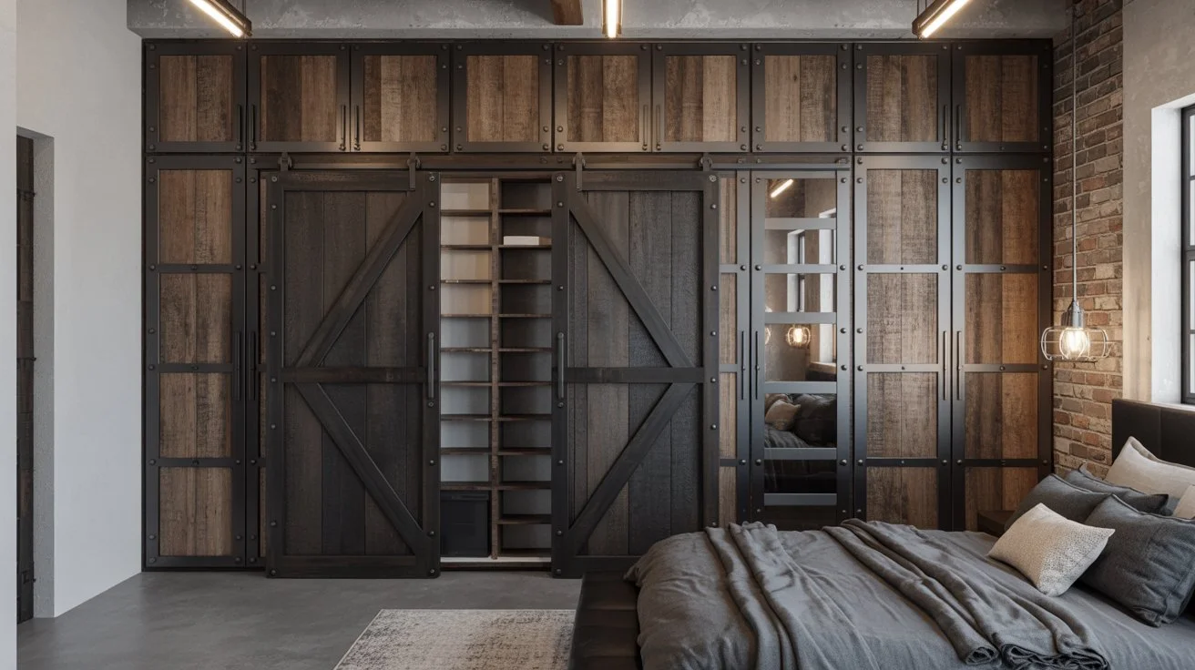Urban Industrial Barn Door Wardrobe