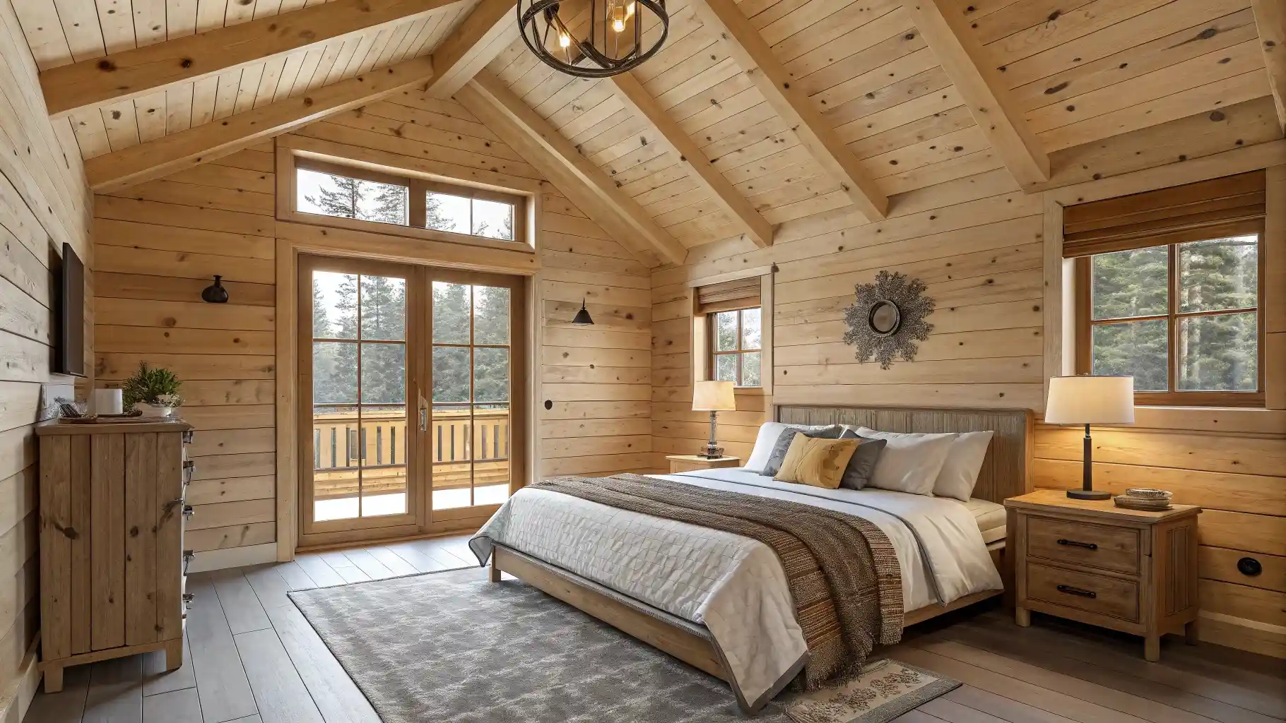 Vaulted Wood Plank Cathedral Ceiling