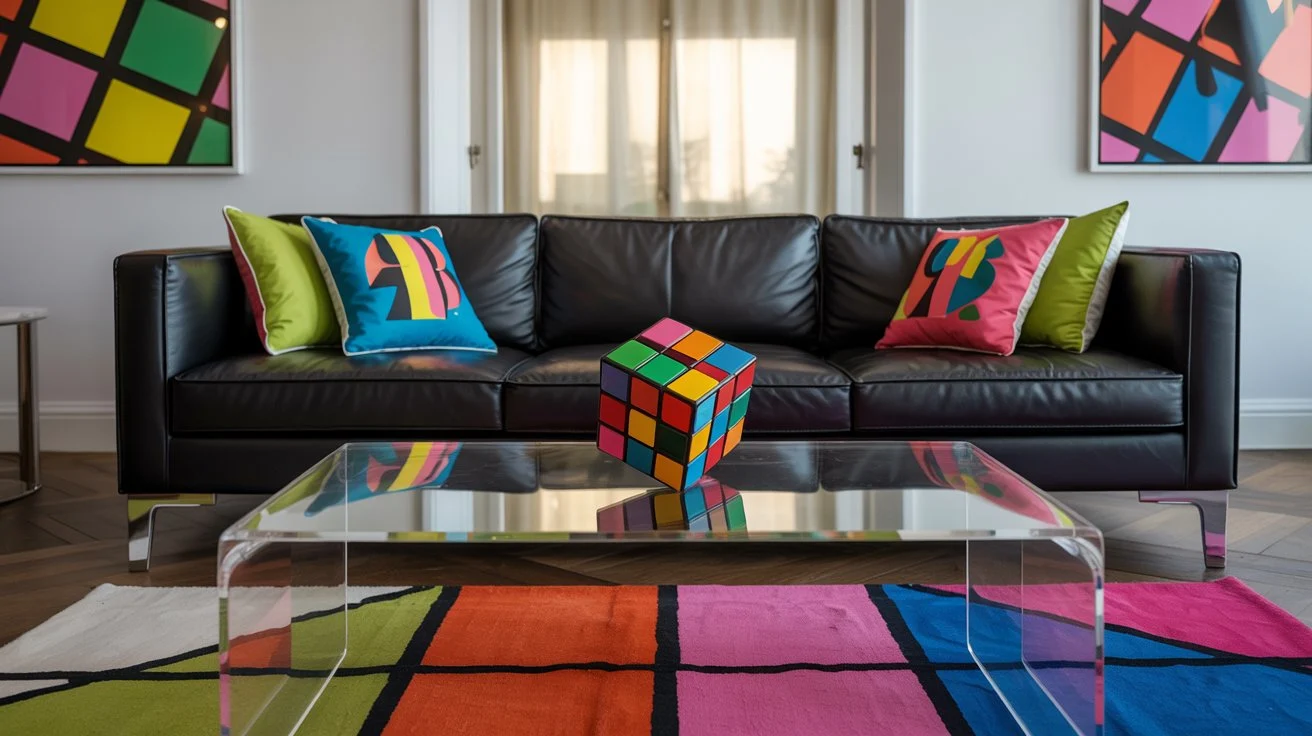 Vibrant Geometric Leather Scene