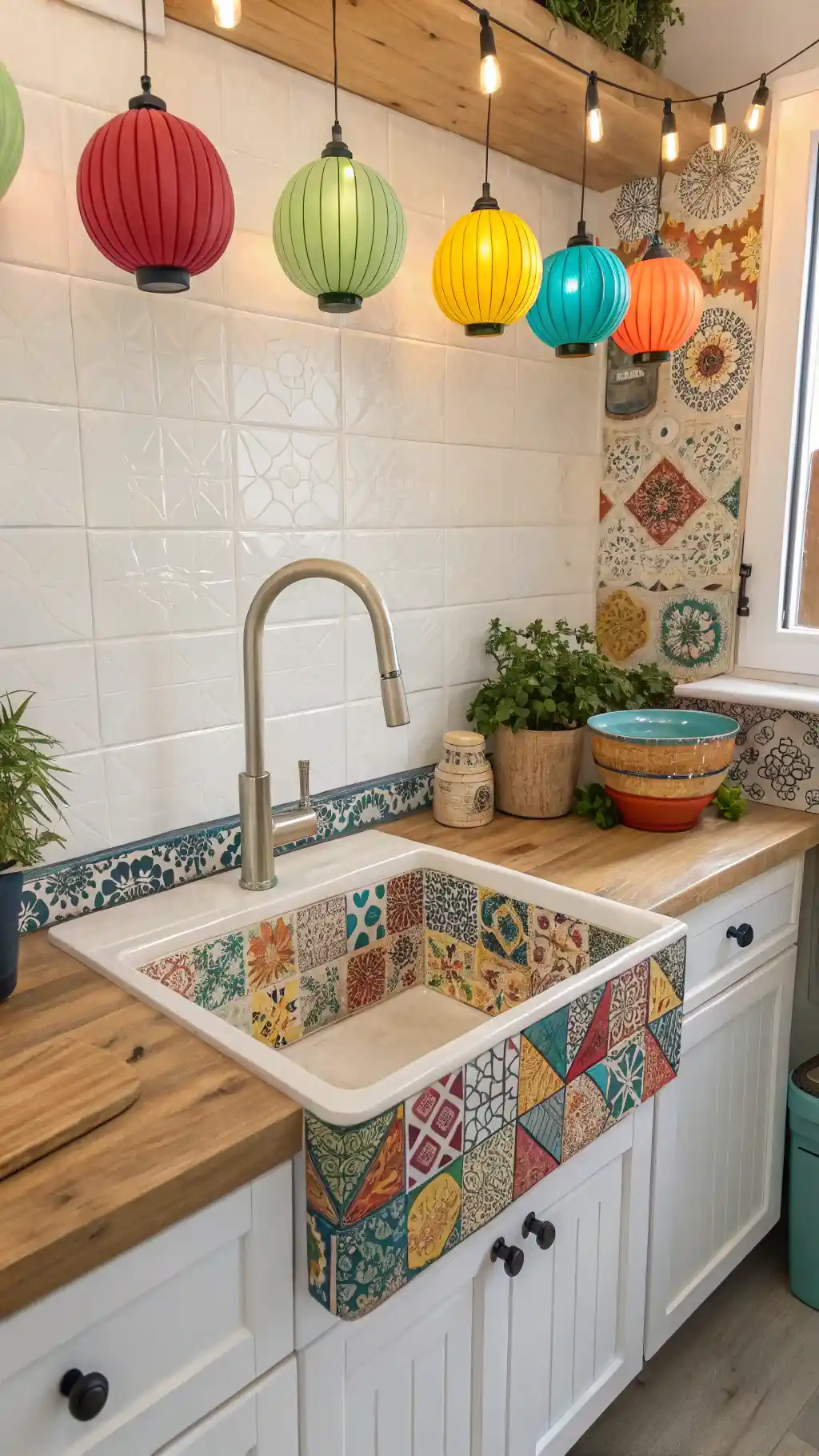 Vibrant Mosaic Farmhouse Sink