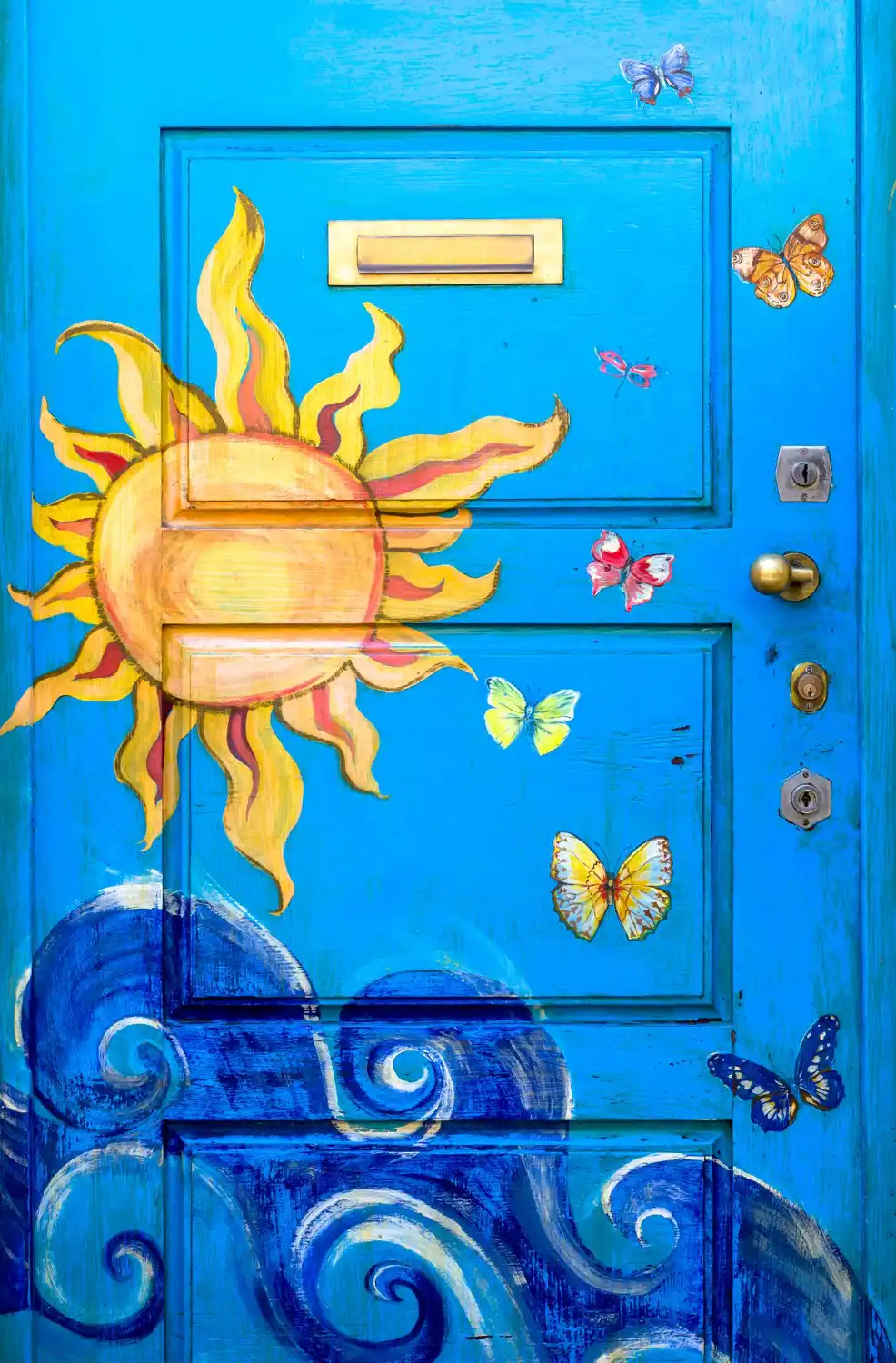 Vibrant Sun and Waves Mural