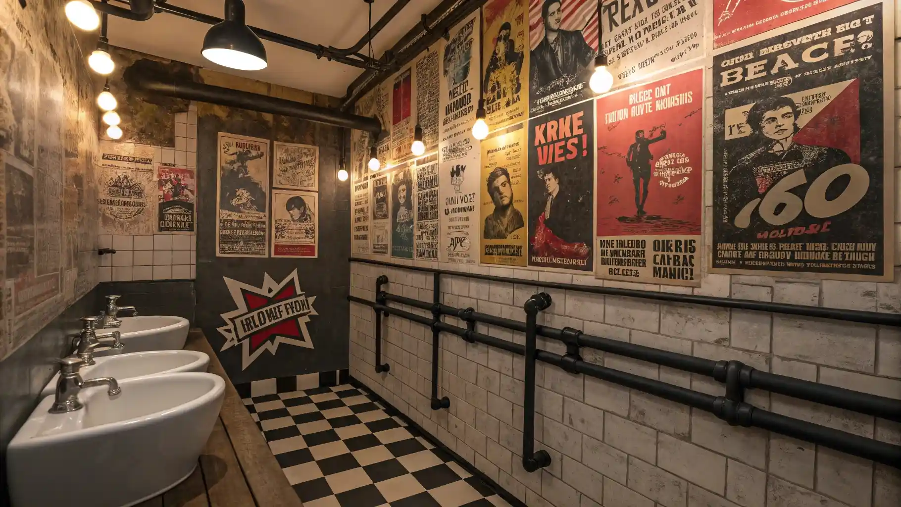 Vintage Poster Gallery Bathroom Design