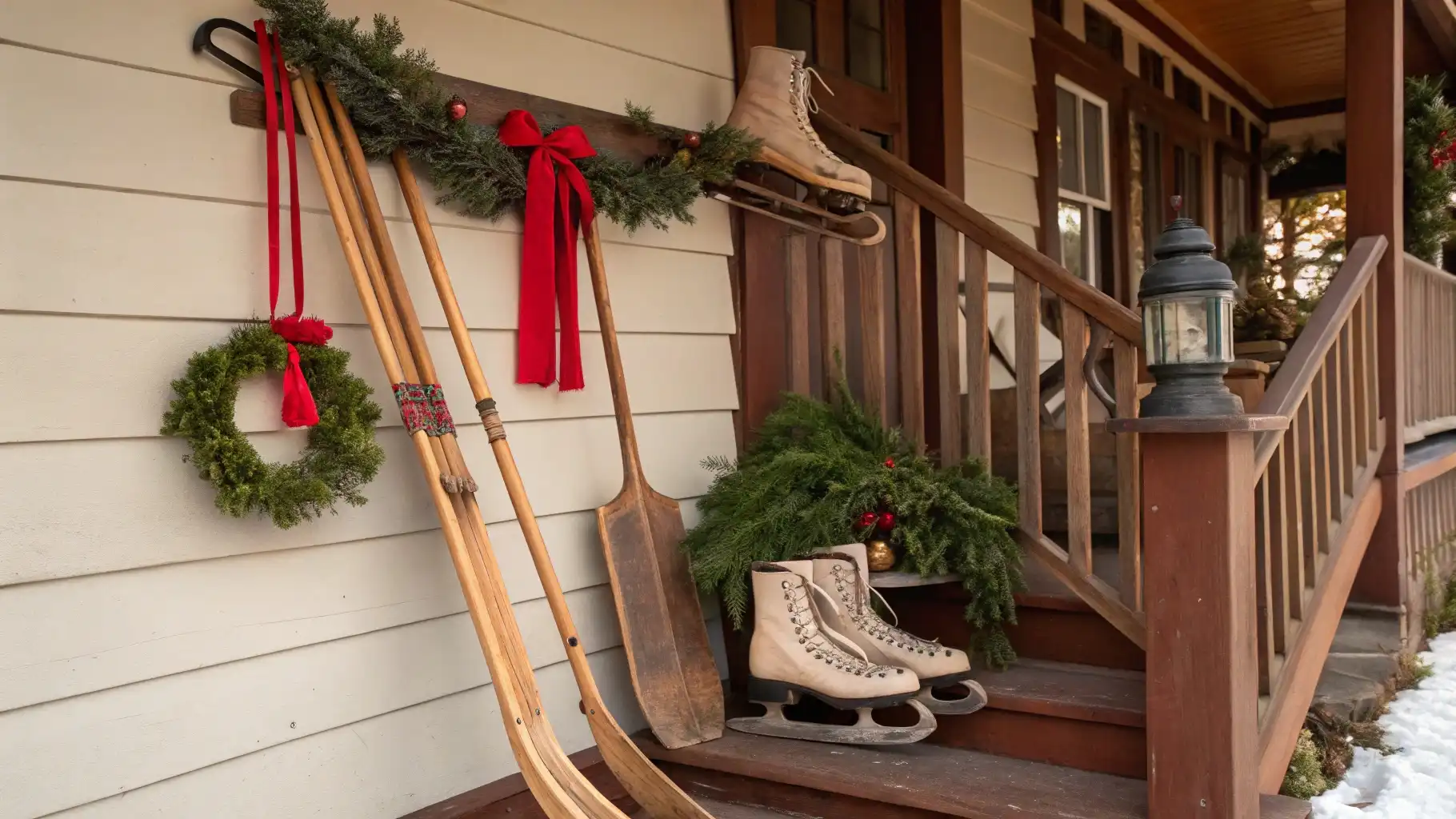 Vintage Winter Sports Equipment Display