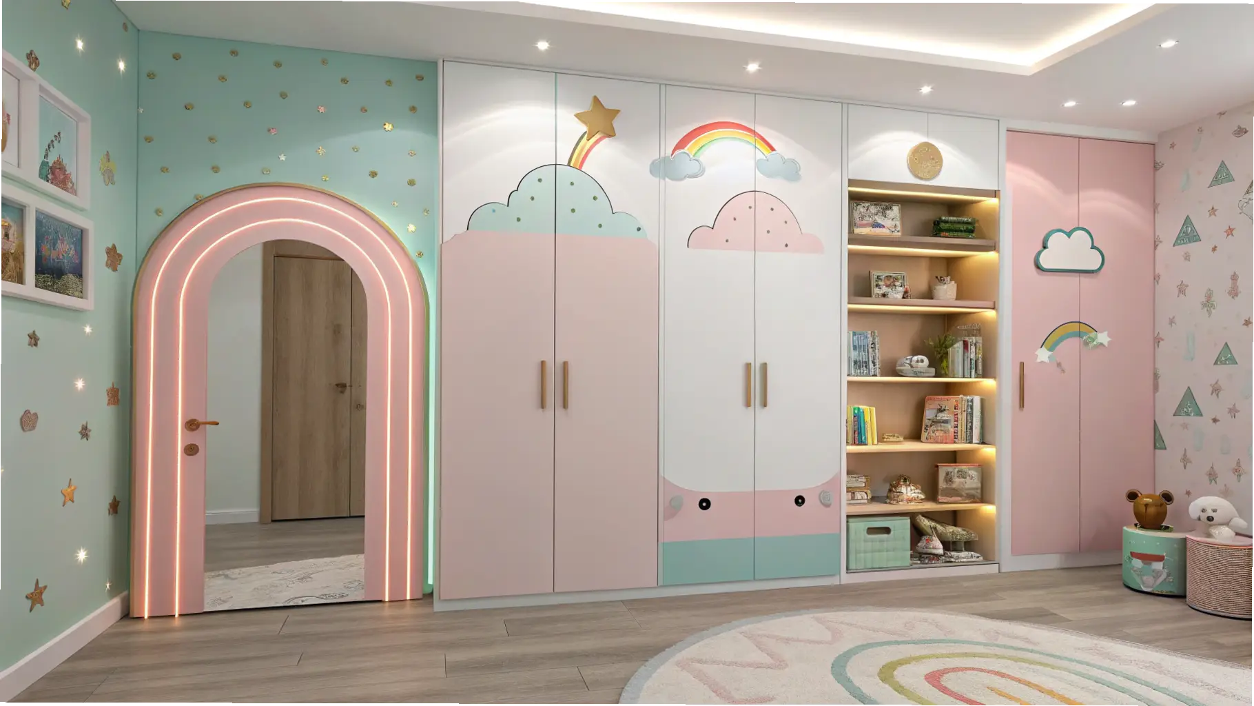 Whimsical Children's Built-In Wardrobe