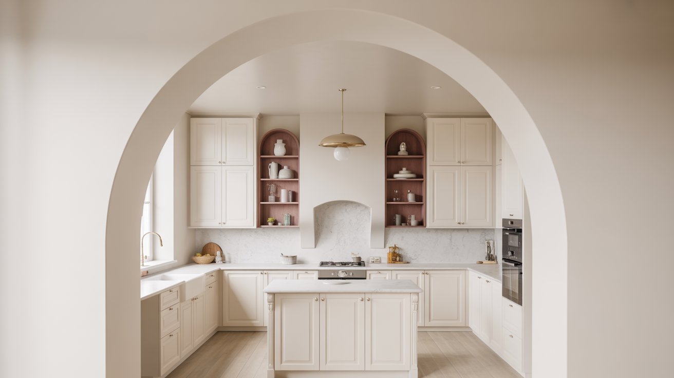 White Kitchen with Arched Alcoves