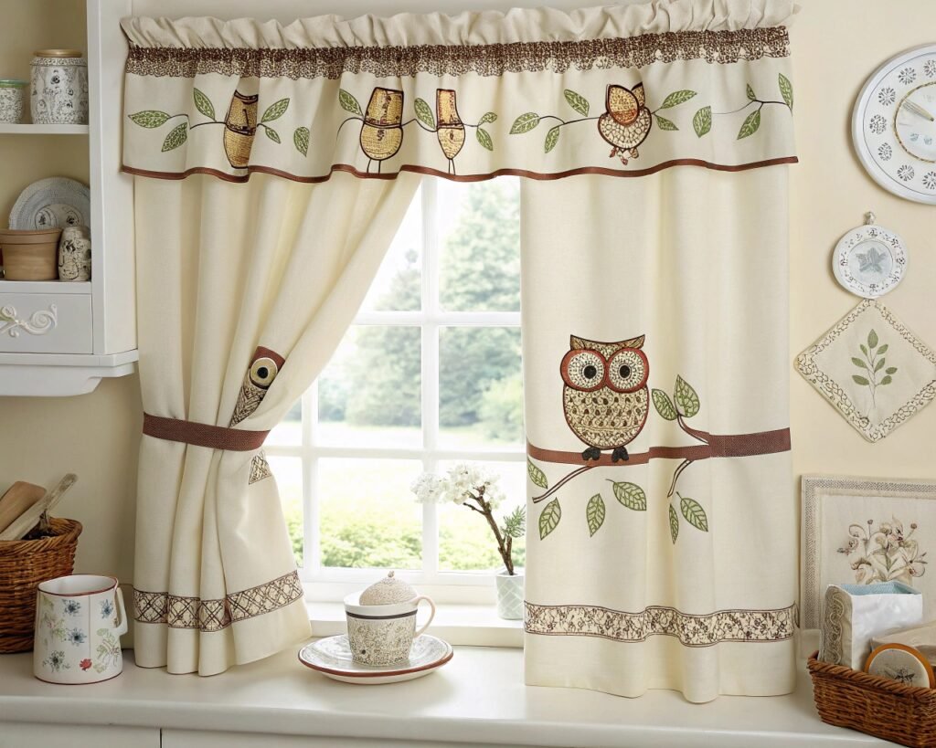 19 Cheerful Owl-Themed Kitchen Curtain Ideas