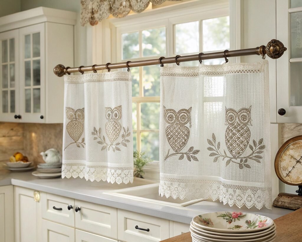 19 Cheerful Owl-Themed Kitchen Curtain Ideas