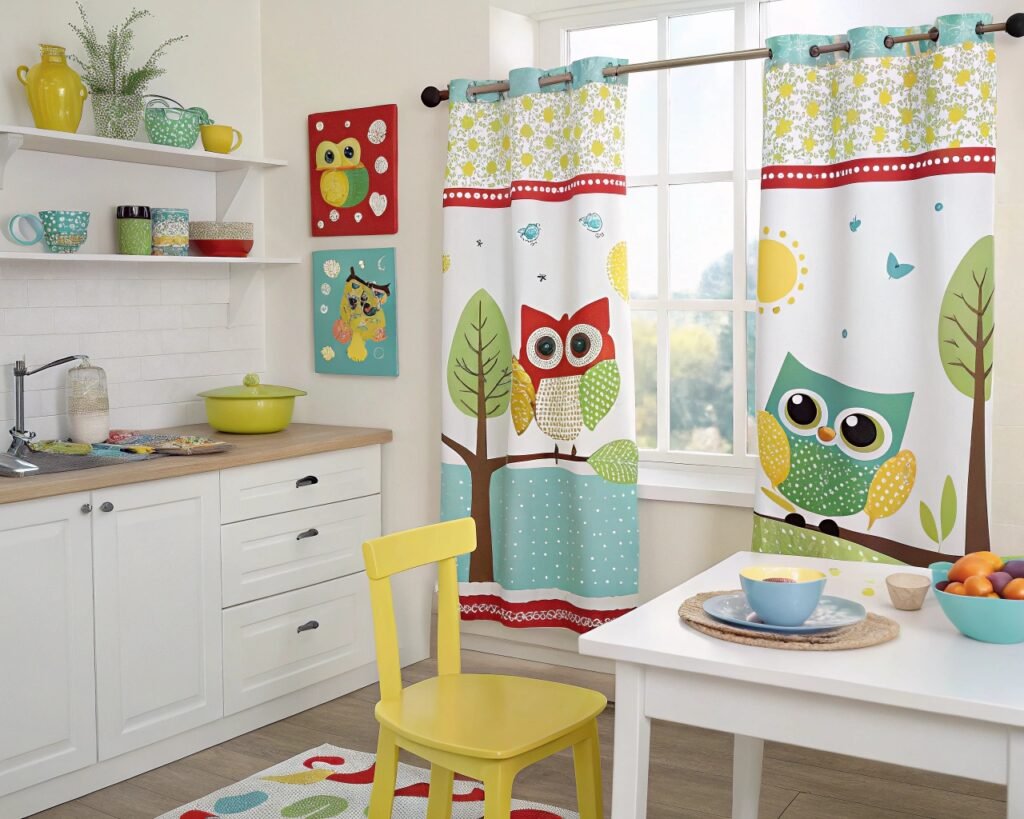 19 Cheerful Owl-Themed Kitchen Curtain Ideas