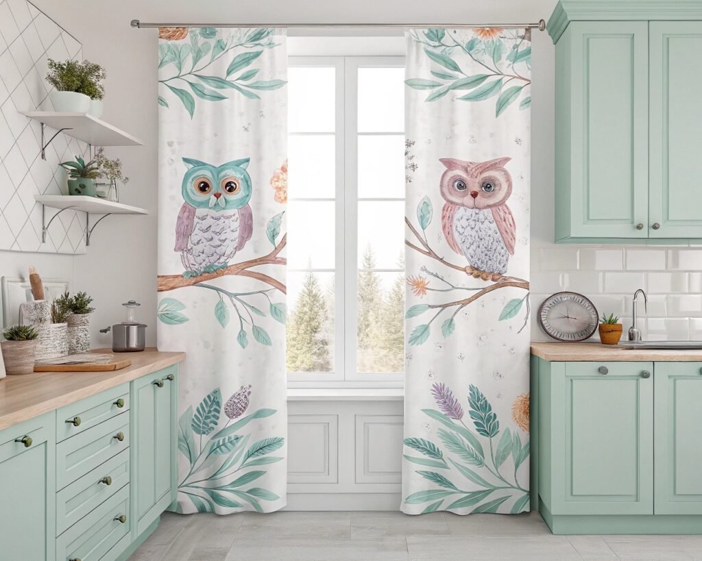 19 Cheerful Owl-Themed Kitchen Curtain Ideas