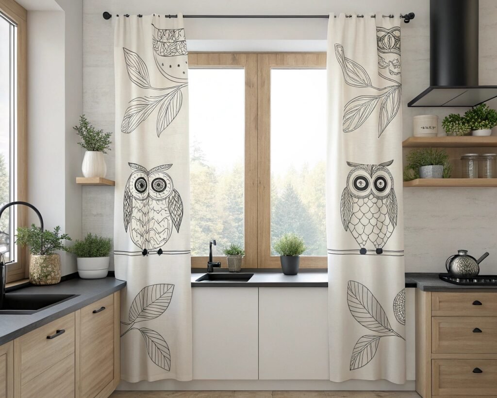 19 Cheerful Owl-Themed Kitchen Curtain Ideas