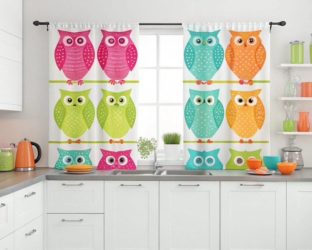 19 Cheerful Owl-Themed Kitchen Curtain Ideas