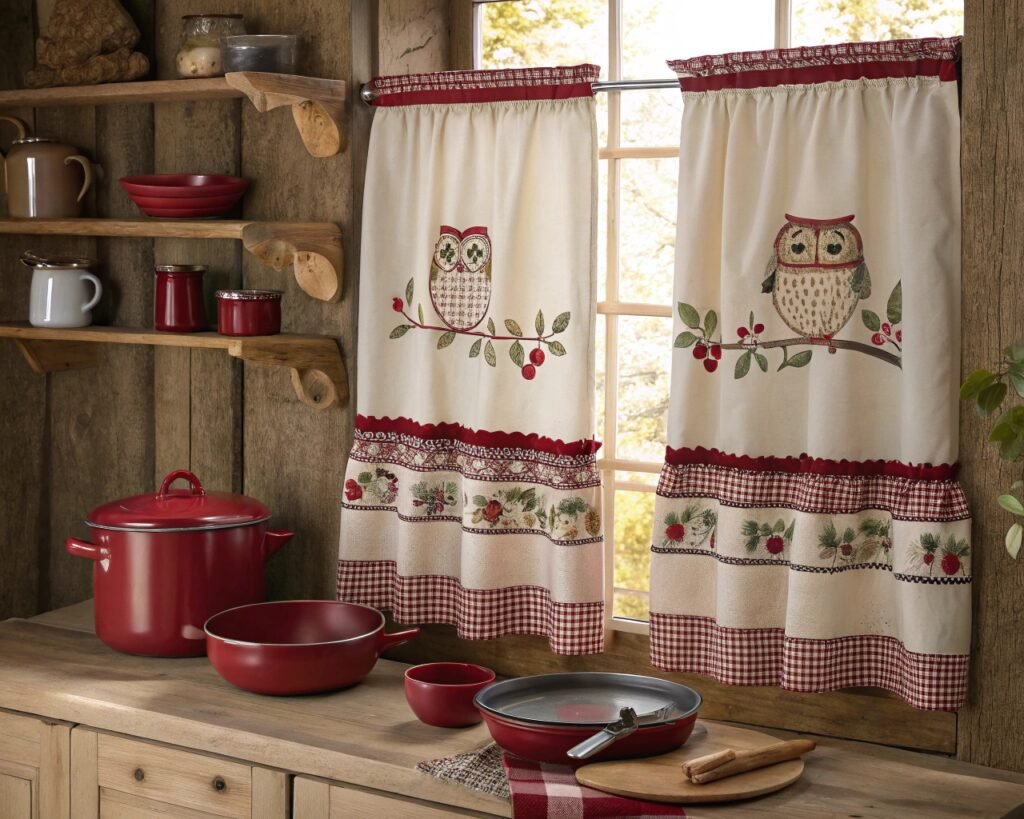 19 Cheerful Owl-Themed Kitchen Curtain Ideas