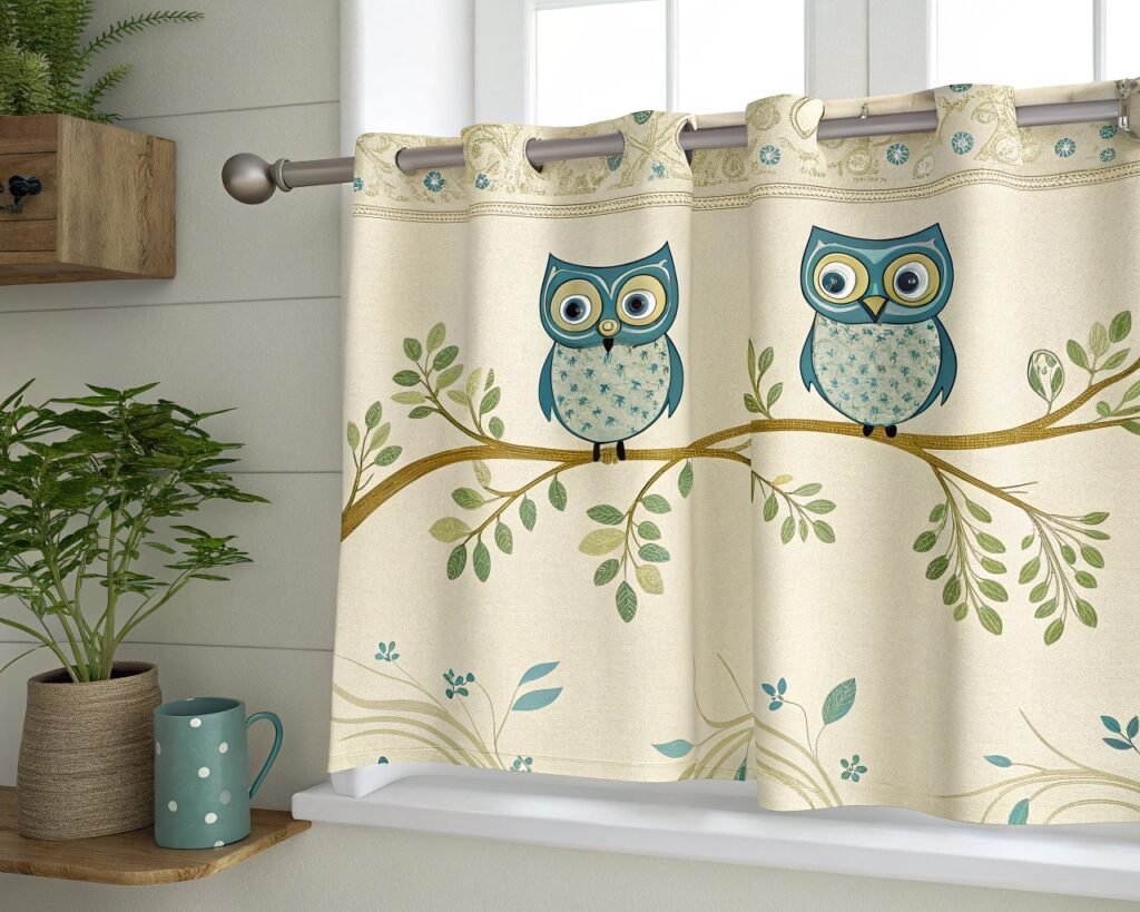 19 Cheerful Owl-Themed Kitchen Curtain Ideas
